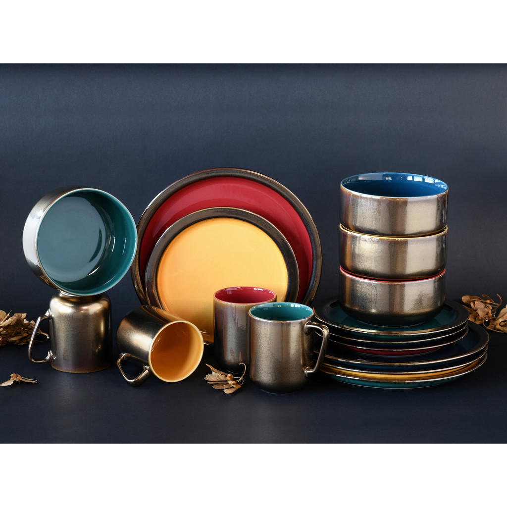 Thumbnail - CreaTable Kombiservice RUSTIKAL - Collection bunt Steinzeug 16 tlg.