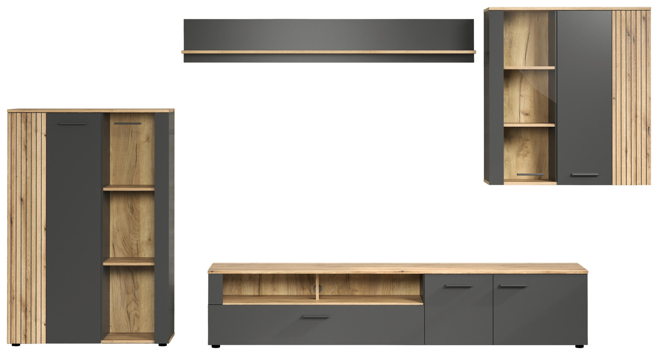 Thumbnail - TV-Lowboard Esteban anthrazit Eiche Evoke Coast Nachbildung B/H/T: ca. 210x43x41 cm
