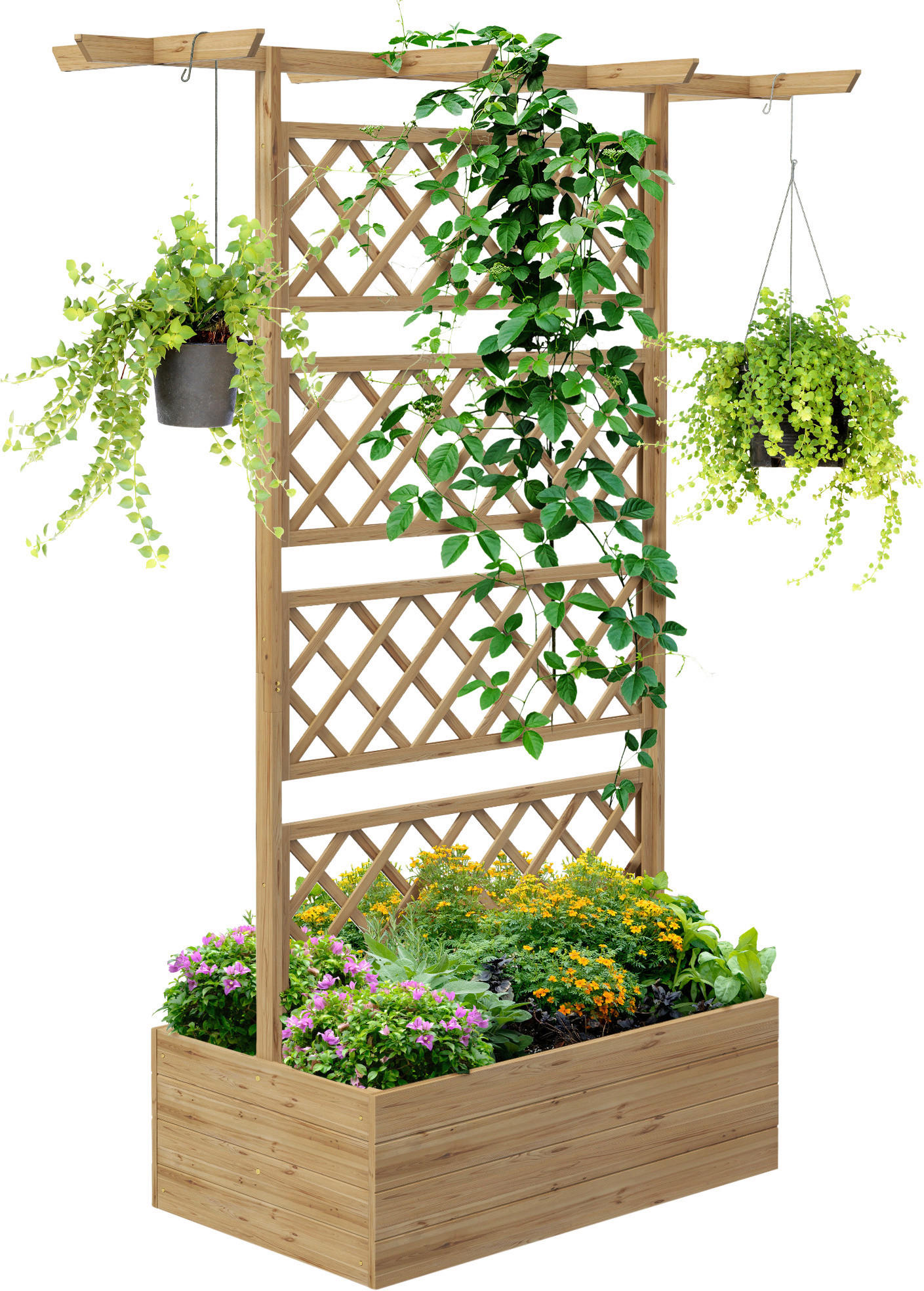 Outsunny Hochbeet natur Holz B/H/L: ca. 55x183x160 cm