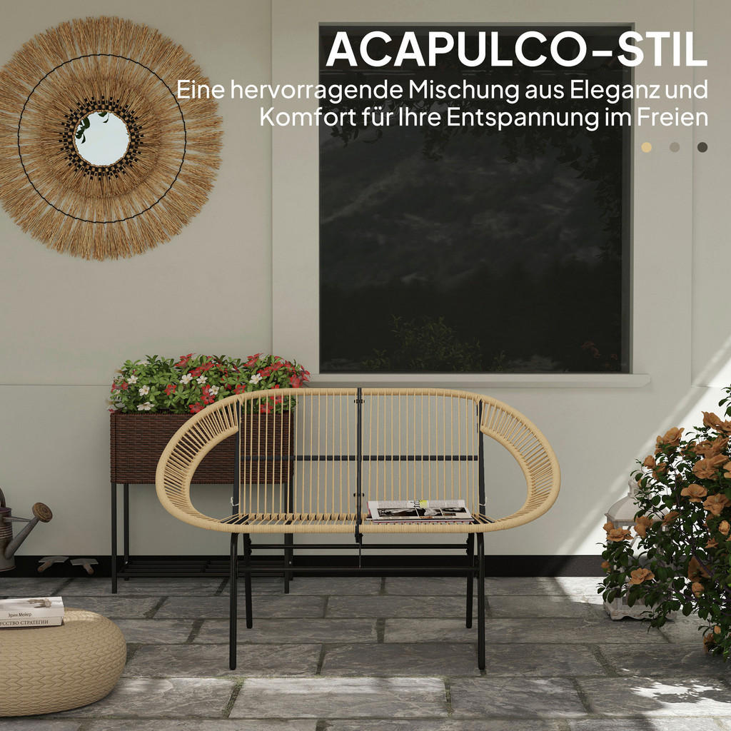 Thumbnail - Outsunny Gartenbank khaki Polyethylen B/H/L: ca. 72x83x126 cm