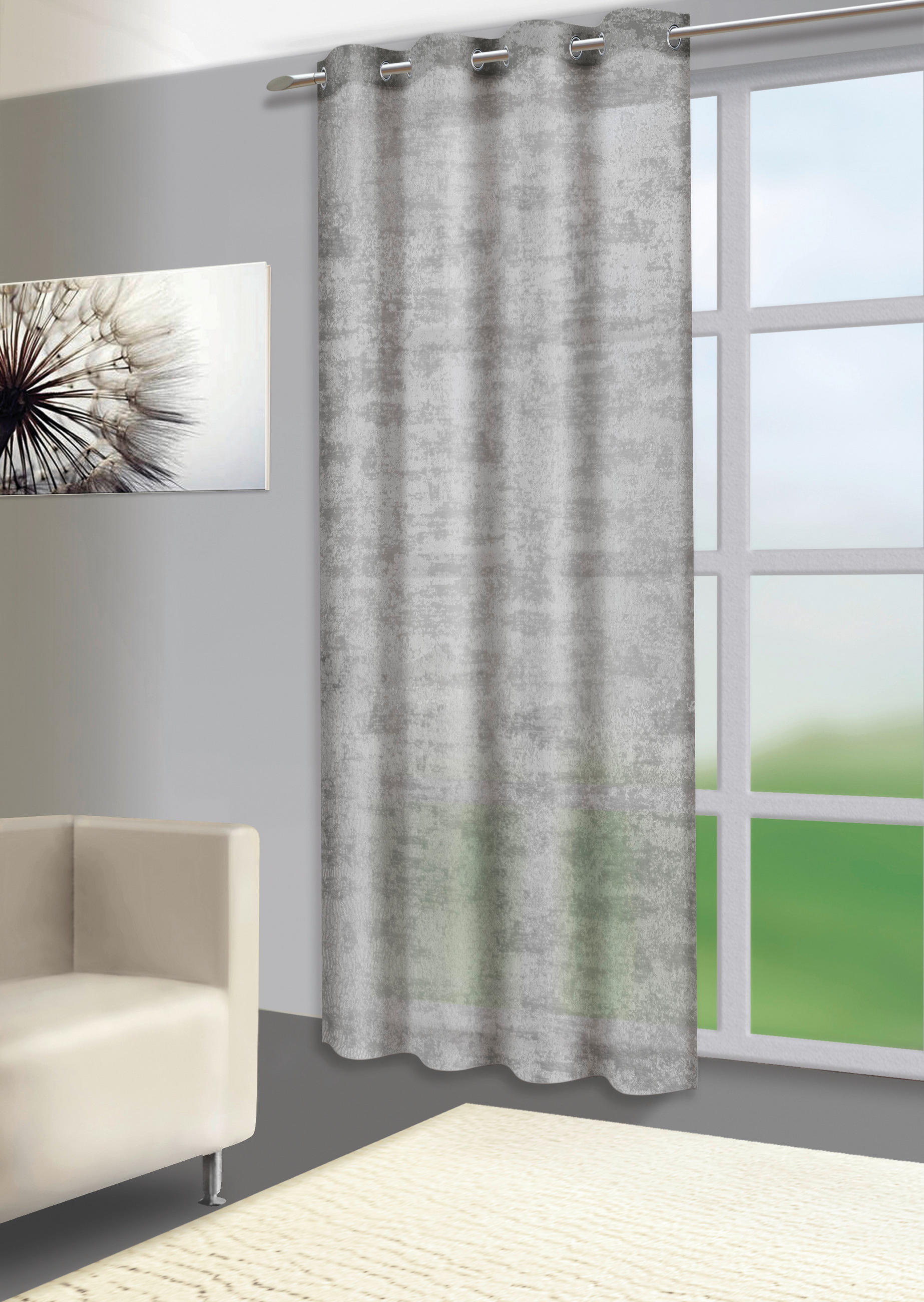 Thumbnail - Ösenvorhang Wolke silber B/L: ca. 140x245 cm