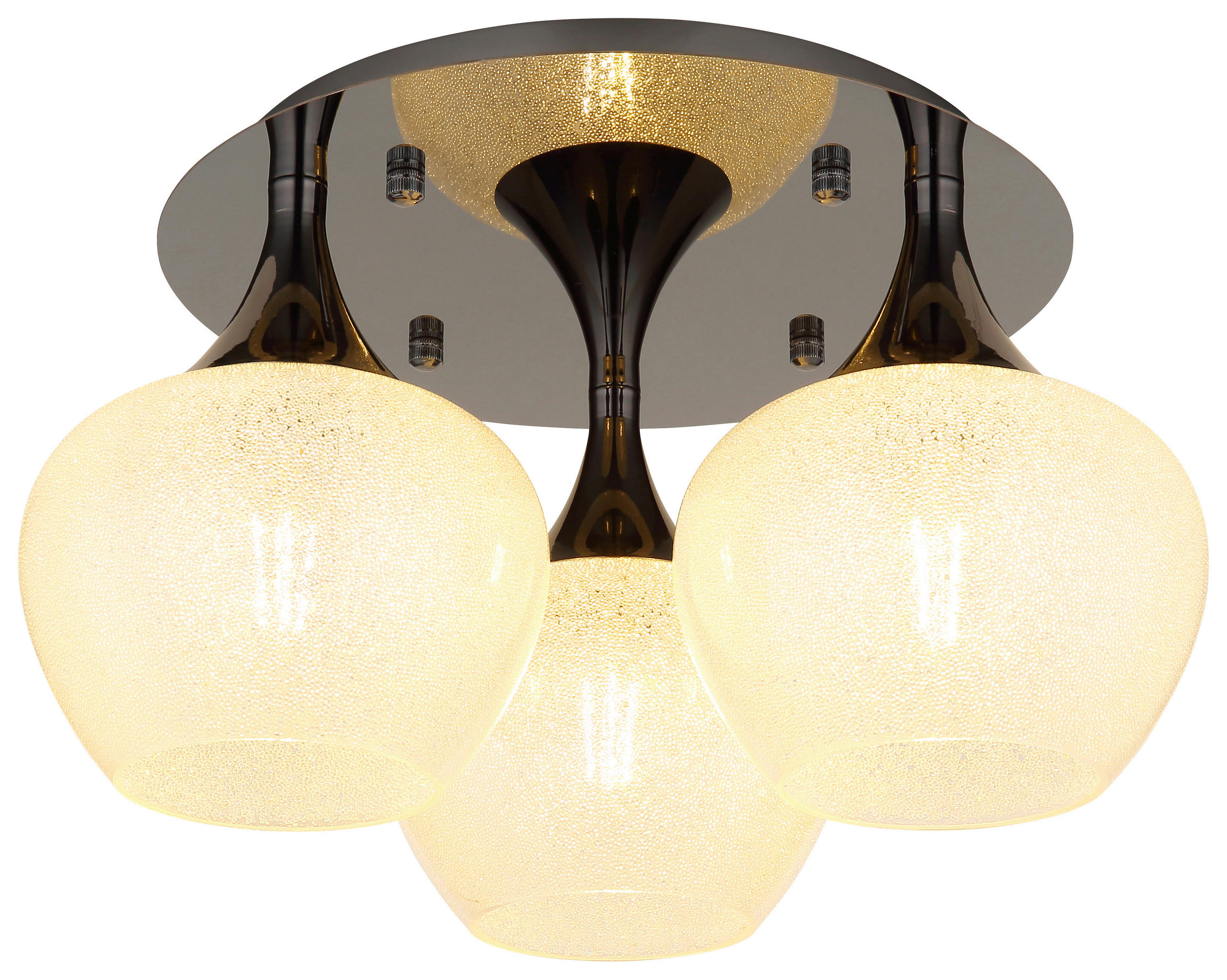 GLOBO Deckenleuchte MAXY 15548-3DK Chrom klar schwarz Acryl Metall H/D: ca. 27,5x45 cm E27 3 Brennstellen