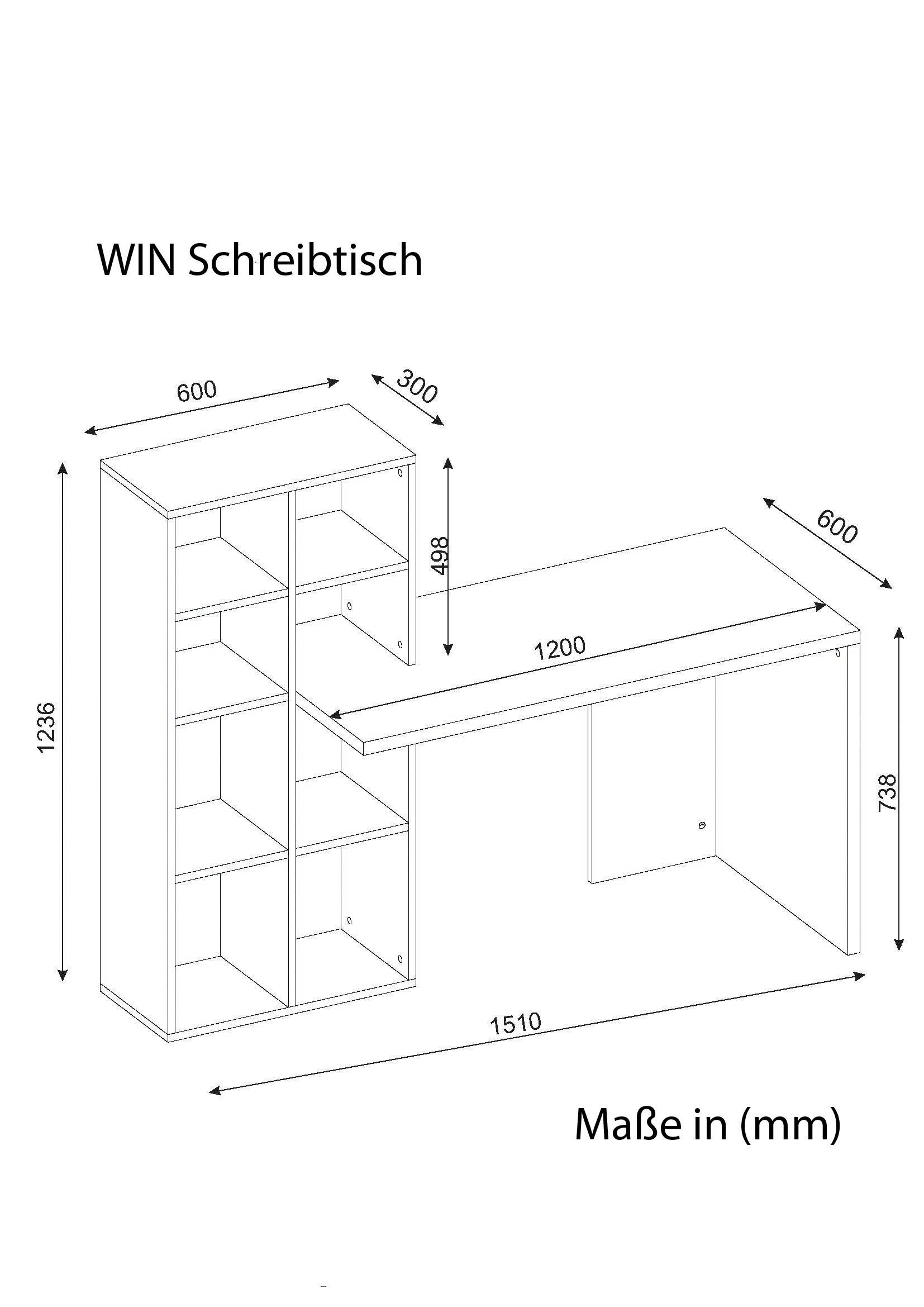 Thumbnail - Schreibtisch Win weiß walnuss Nachbildung B/H/T: ca. 120x73x60 cm