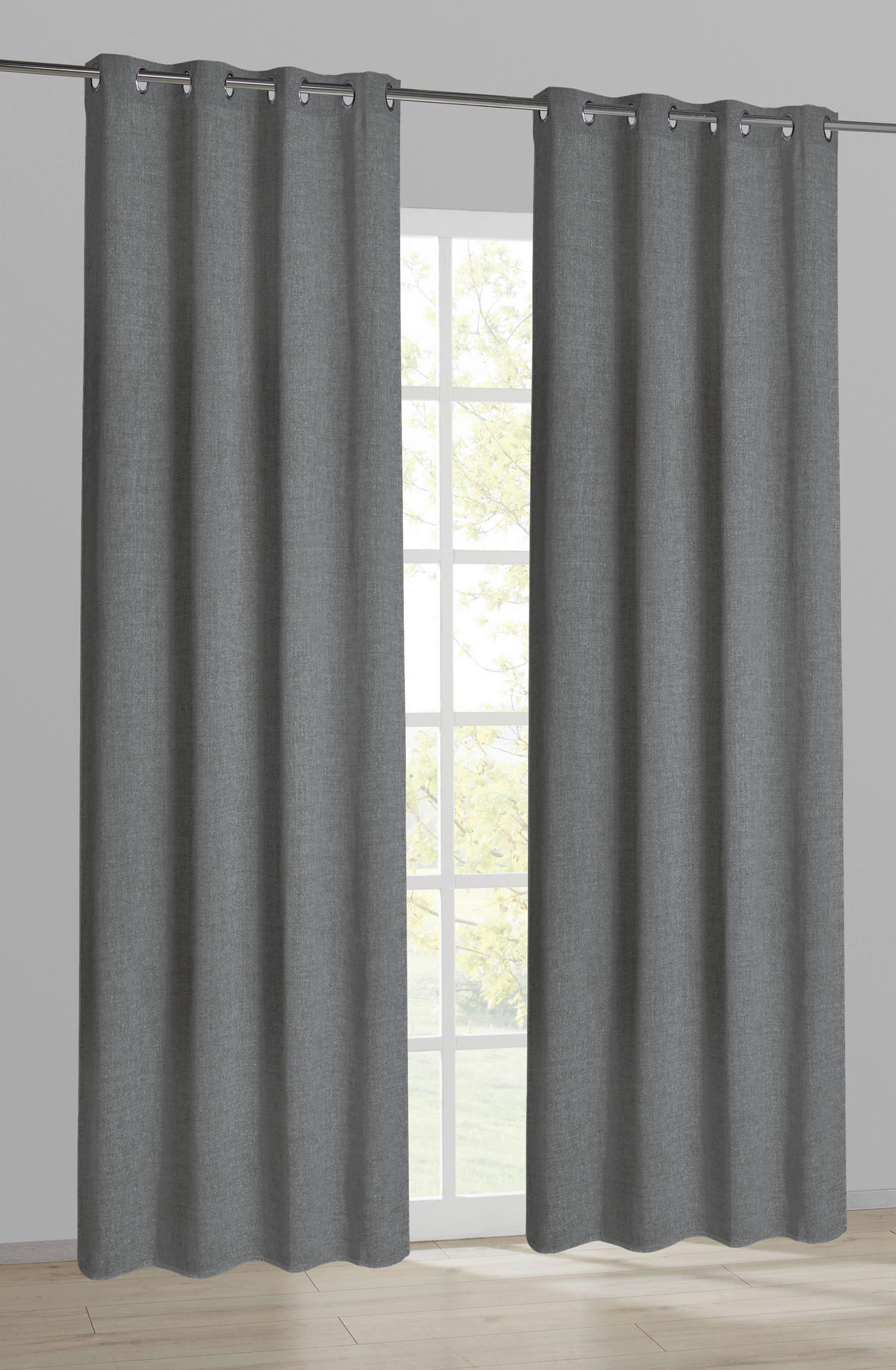 POCOline Ösenvorhang Cleo anthrazit B/L: ca. 140x240 cm