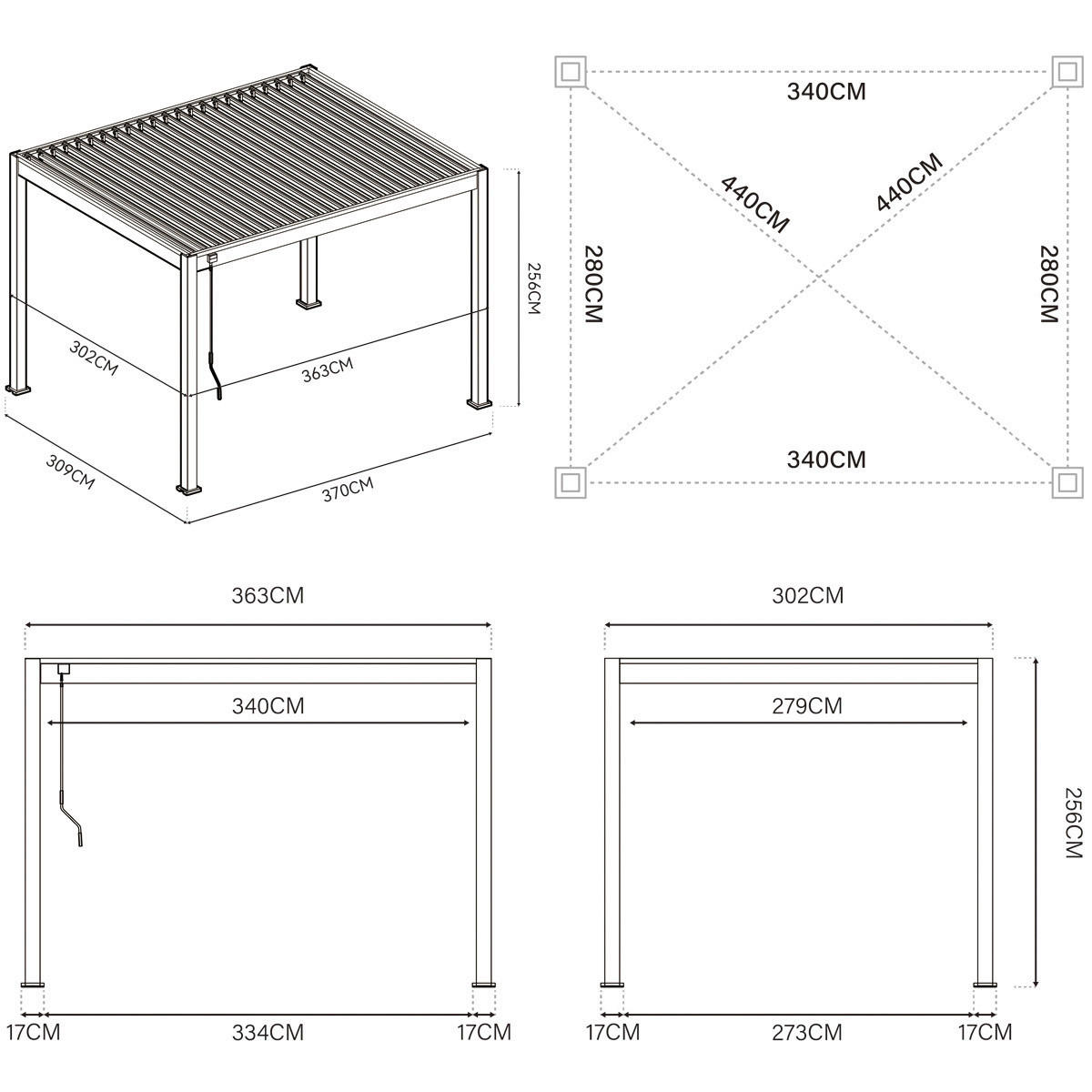 Thumbnail - PergoLine Pergola Trumpf weiß Aluminium B/H/L: ca. 360x255x300 cm