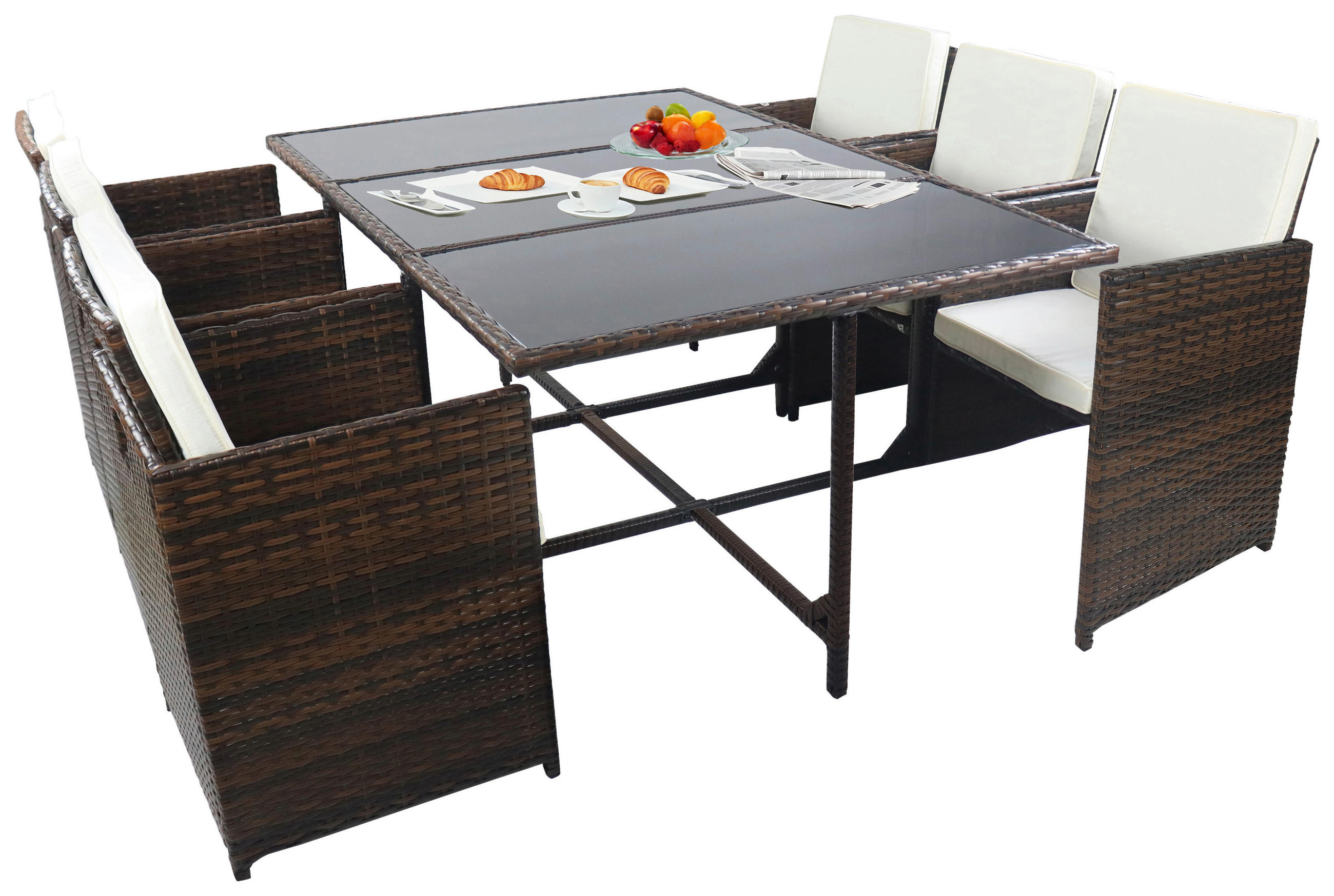 VCM Gartensitzgruppe Raloso braun Glas B/H/L: ca. 170x74x110 cm