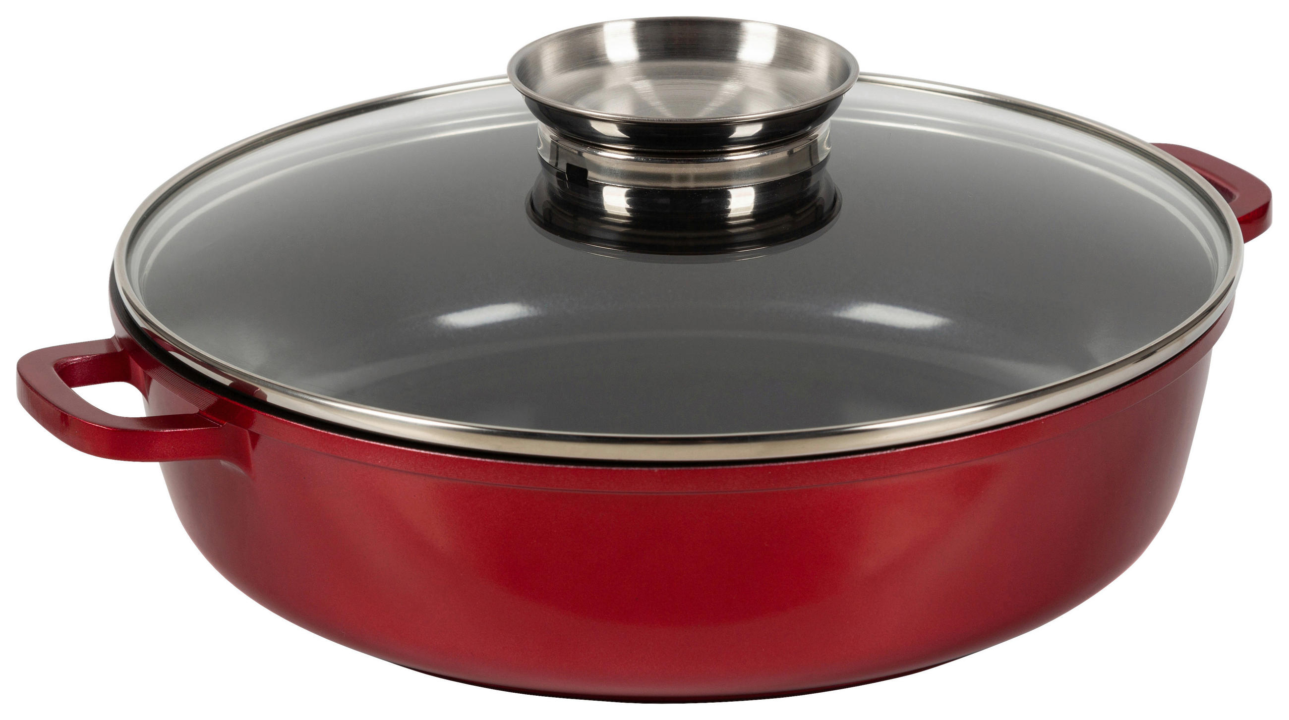 Pfanne rot Edelstahl D: ca. 28 cm