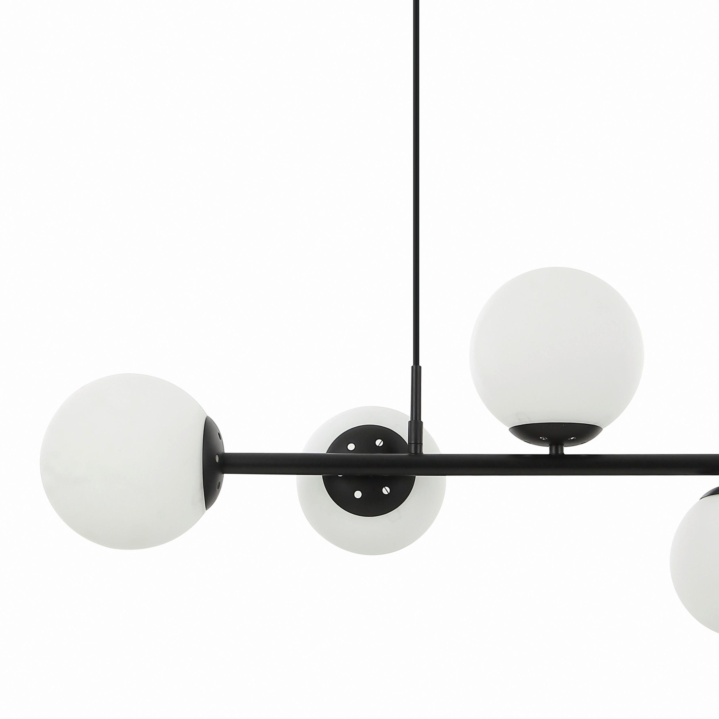 Thumbnail - Lamkur Pendelleuchte Maddie schwarz Glas Stahl B/H/L: ca. 120x23x93 cm E14 5 Brennstellen