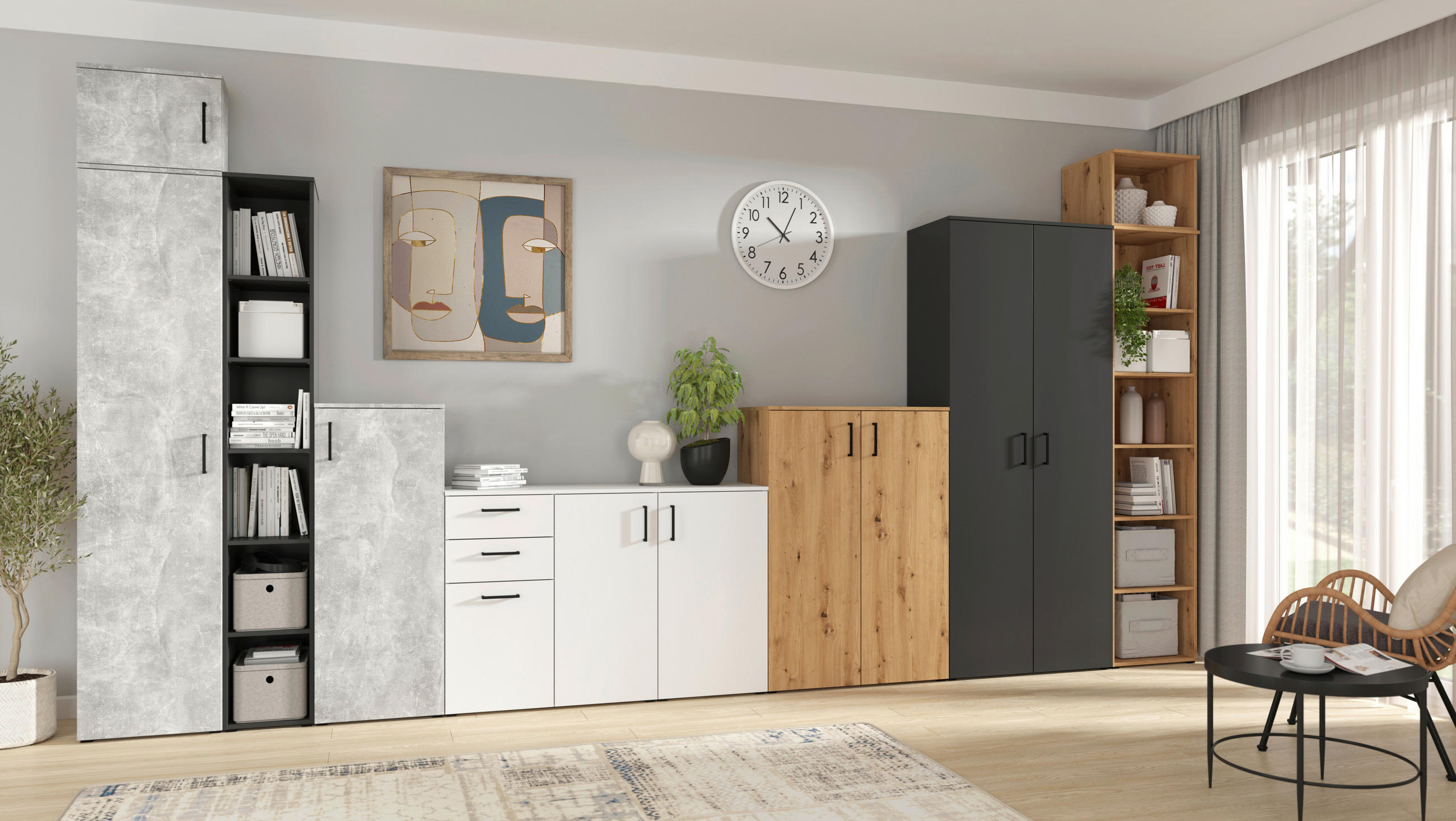 Thumbnail - Aufsatz Multi-Stauraum Typ 10 Beton Optik B/H/T: ca. 45x35x40 cm