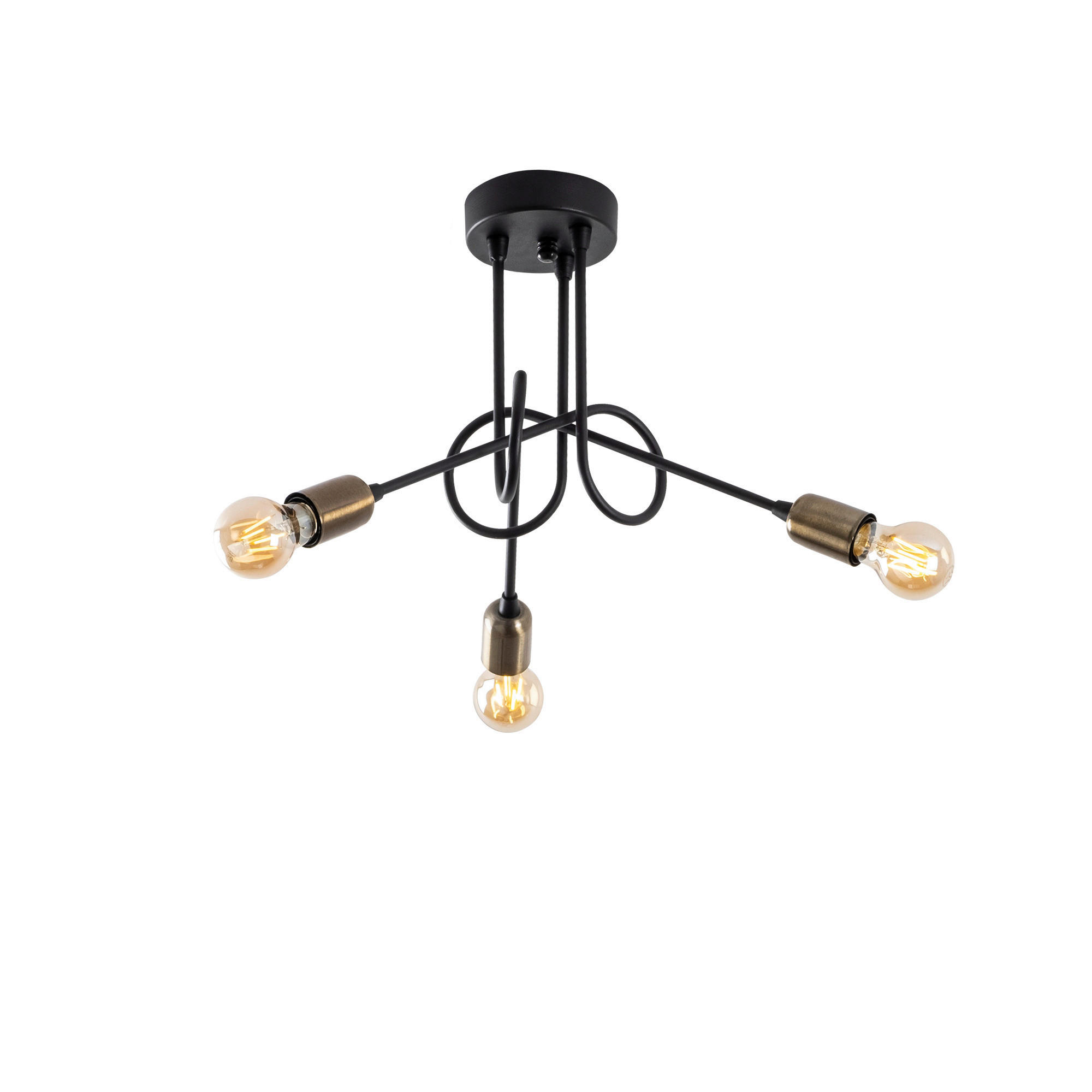 Opviq Deckenleuchte Viraj bronze schwarz Metall B/H/T/L/D: ca. 46x32x46x46x46 cm E27 3 Brennstellen