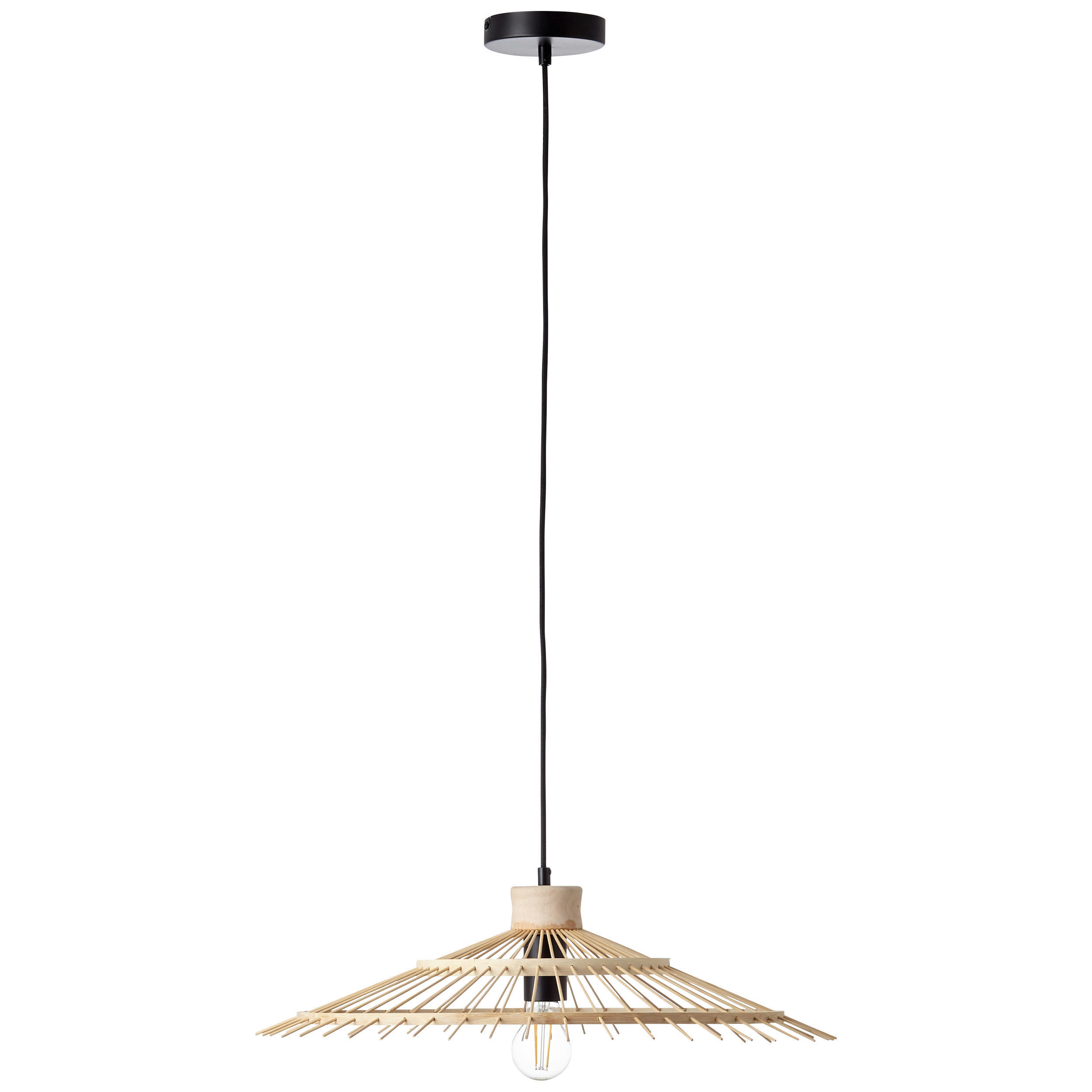Brilliant Pendelleuchte Pirae 99248/76 schwarz natur Metall Bambus H/D: ca. 100x57,5 cm E27 1 Brennstellen
