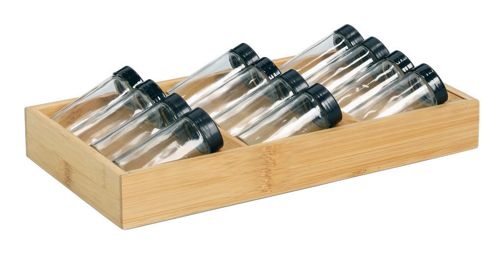 Zeller Gewürzeinsatz-Set schwarz Bambus B/H/L: ca. 20x9x38 cm