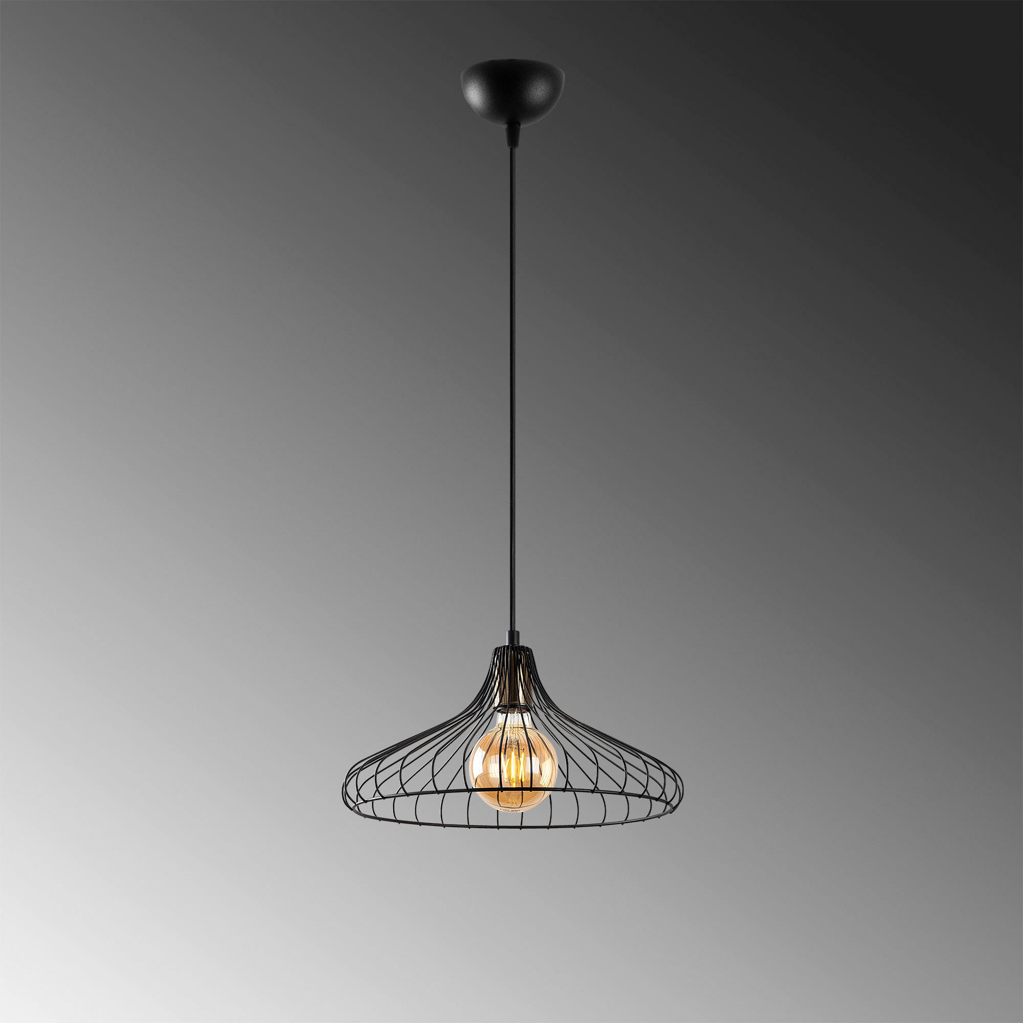 Thumbnail - Opviq Pendelleuchte Depay-11250 schwarz Metall B/H/T/L/D: ca. 36x120x36x36x36 cm E27 1 Brennstellen