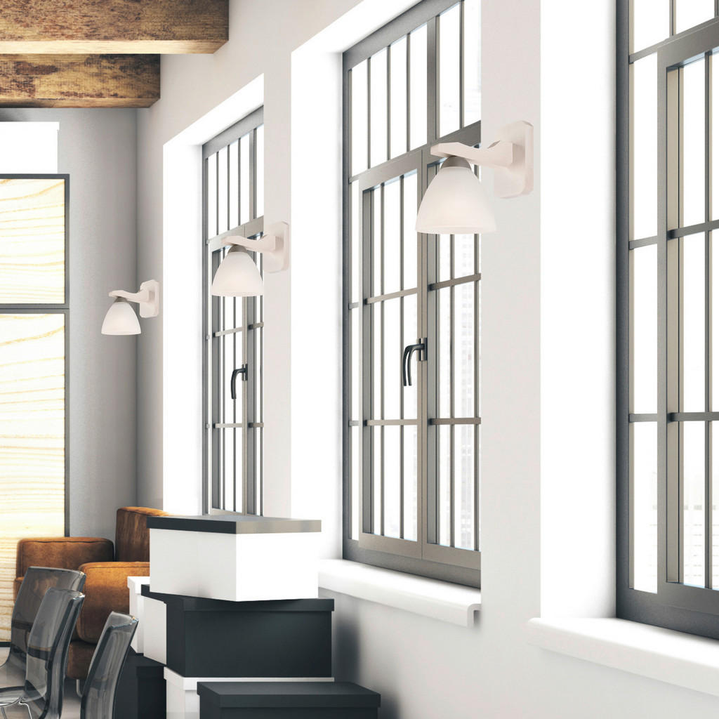 Thumbnail - Lamkur Wandleuchte weiß buche Glas Stahl Holz B/H/L: ca. 20x20x30 cm E27 1 Brennstellen