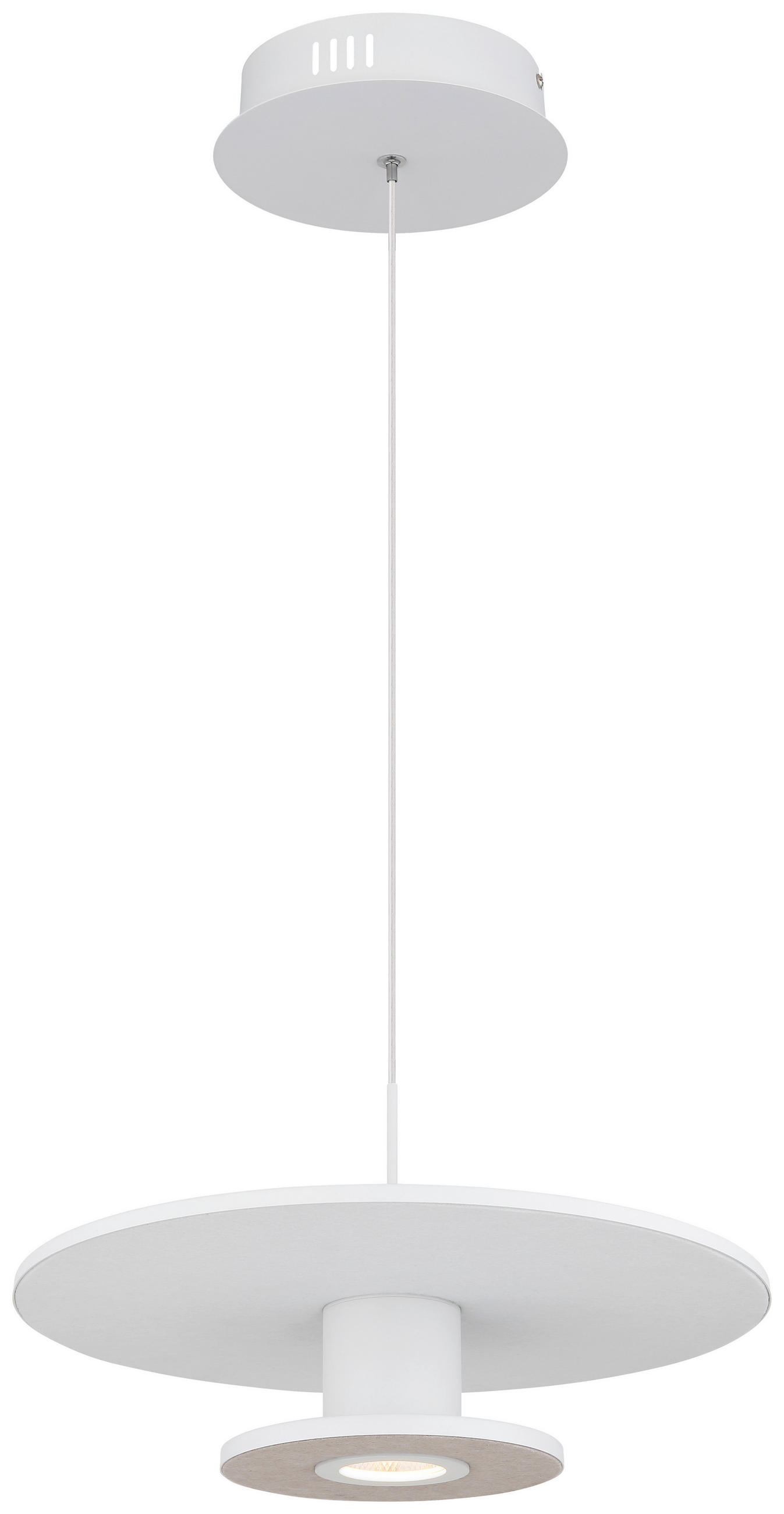 GLOBO LED-Pendelleuchte weiß hellgrau Metall Textil Aluminium H/D: ca. 150x38 cm