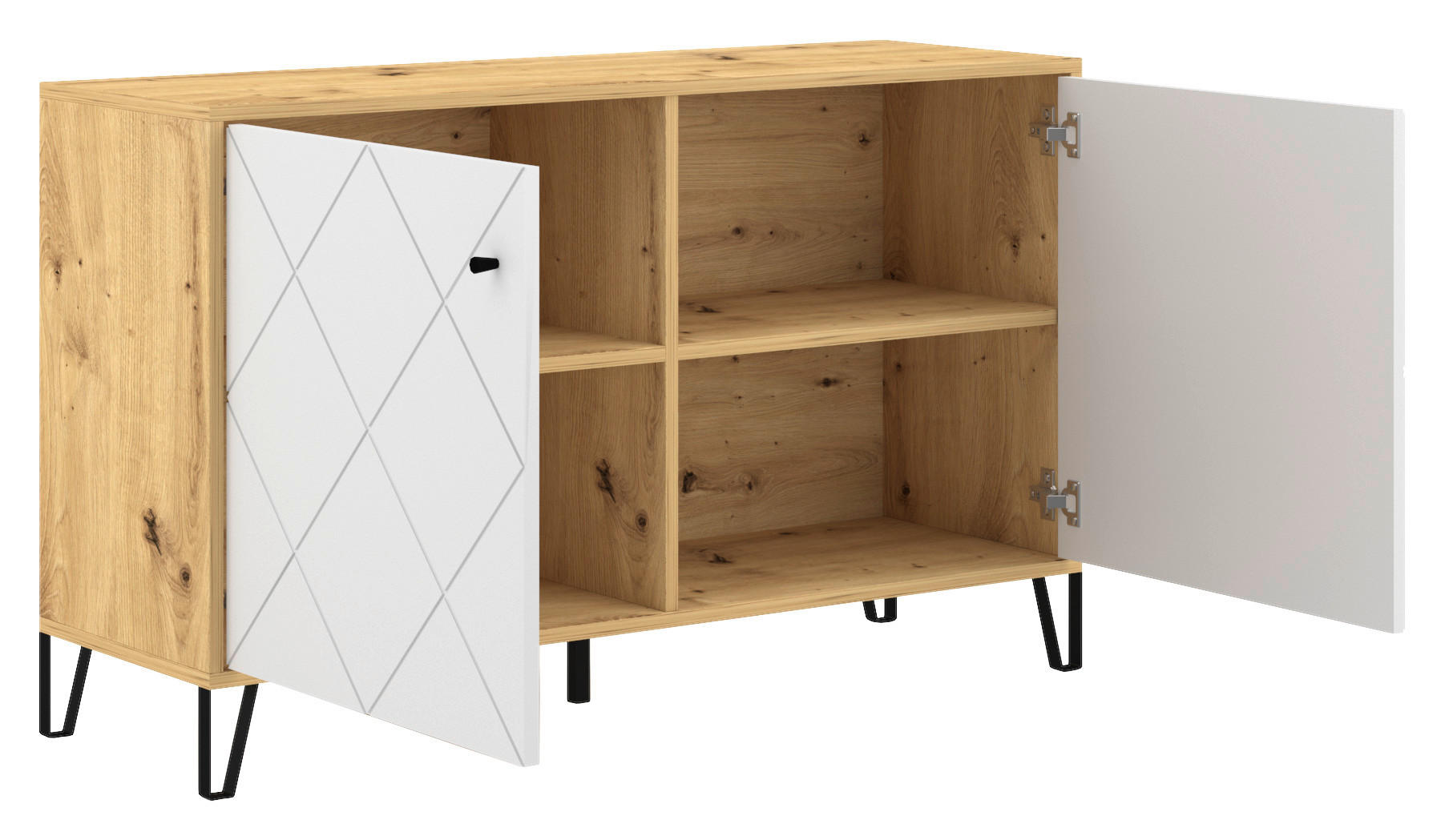 Thumbnail - Kommode BILBAO Eiche Artisan Nachbildung weiß matt B/H/T: ca. 123,4x75,2x40 cm