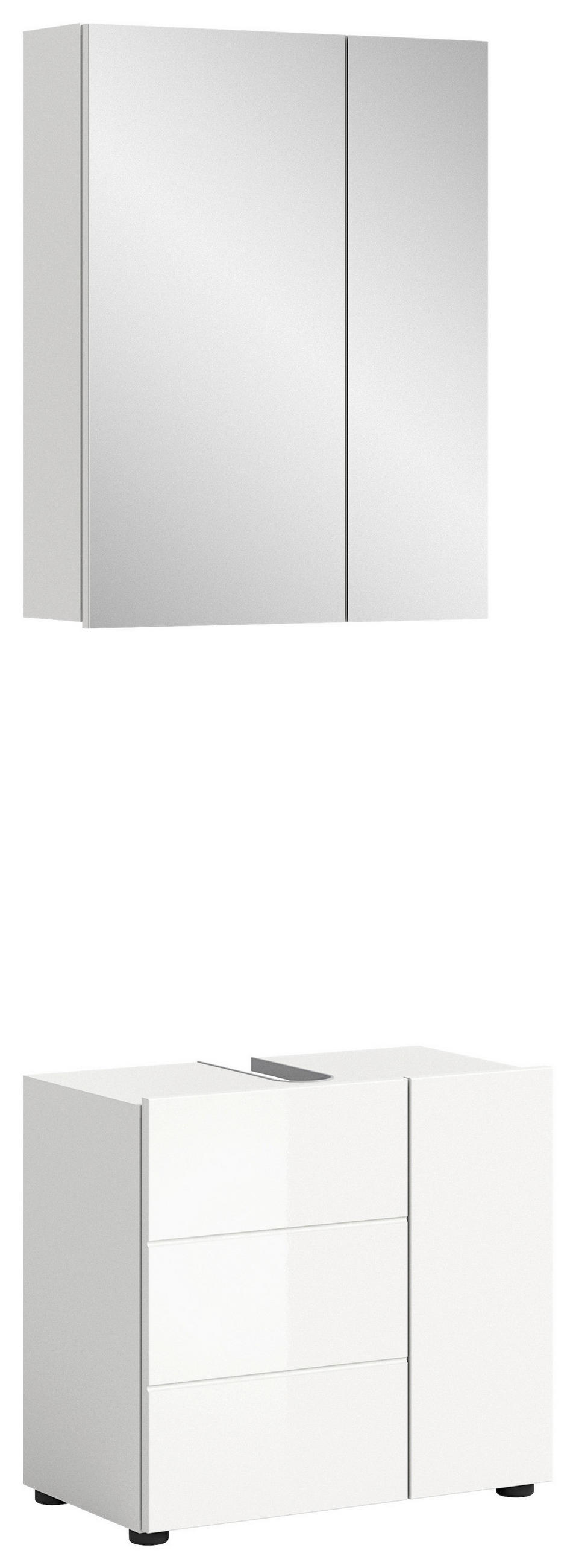 Badezimmer-Set VIRA weiß weiß Hochglanz B/H/T: ca. 60x190x34 cm