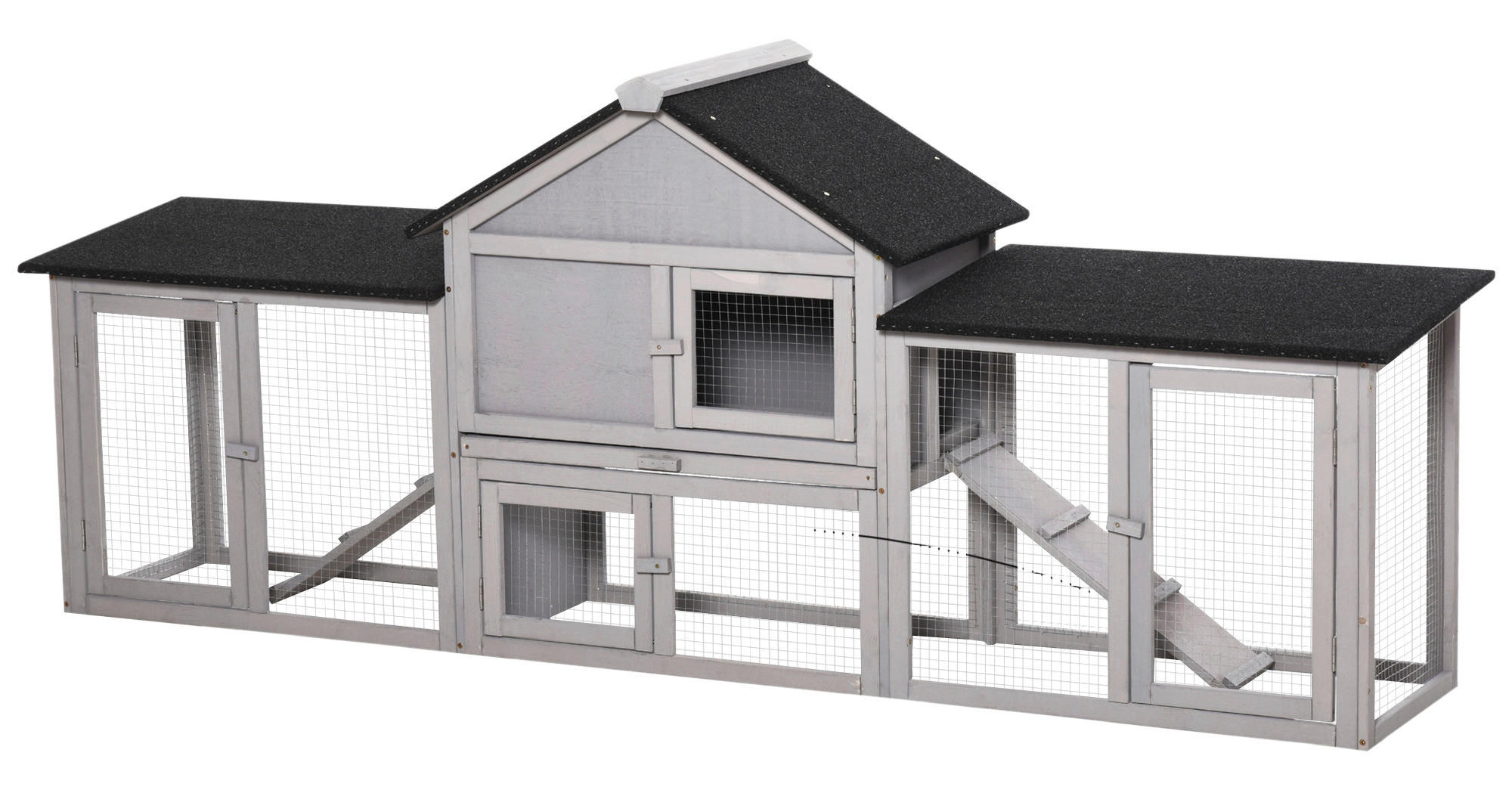PawHut Kleintierstall grau Holz B/H/L: ca. 45,5x84,5x210 cm