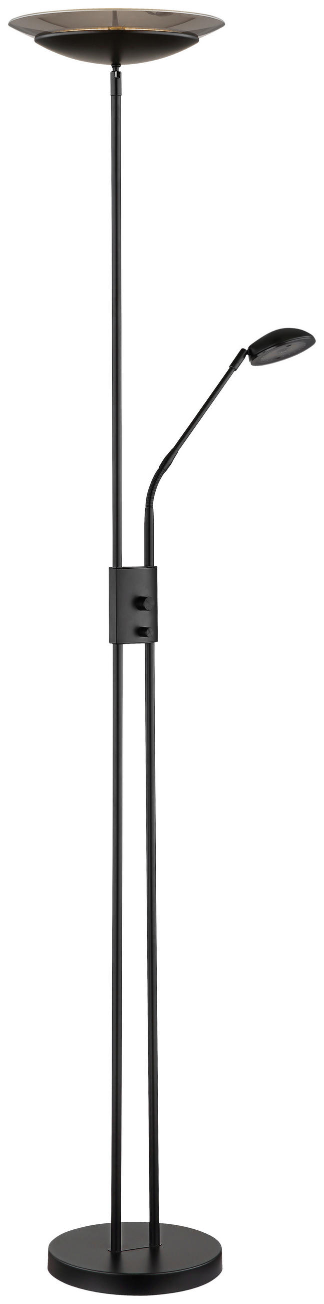 Thumbnail - GLOBO Deckenfluter Rauch mattschwarz Metall Kunststoff Glas B/H/D: ca. 57x178,5x30 cm