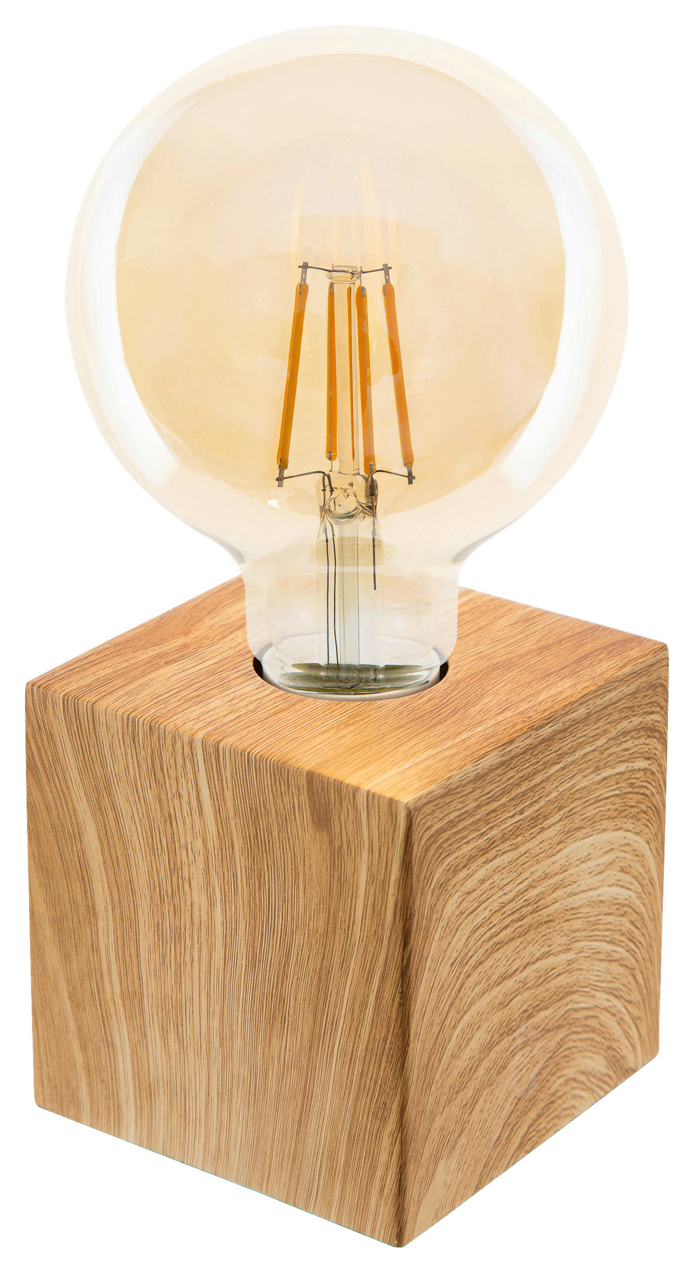 Nowa Tischleuchte 50240146 natur MDF B/H/T: ca. 10x10x10 cm E27 1 Brennstellen