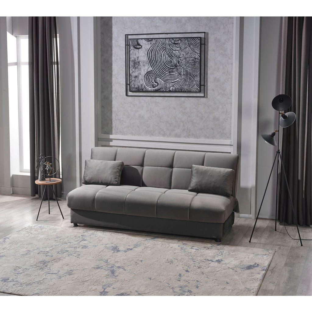 Thumbnail - Schlafsofa Alonso grau Microfaser B/H/T: ca. 196x89x83 cm