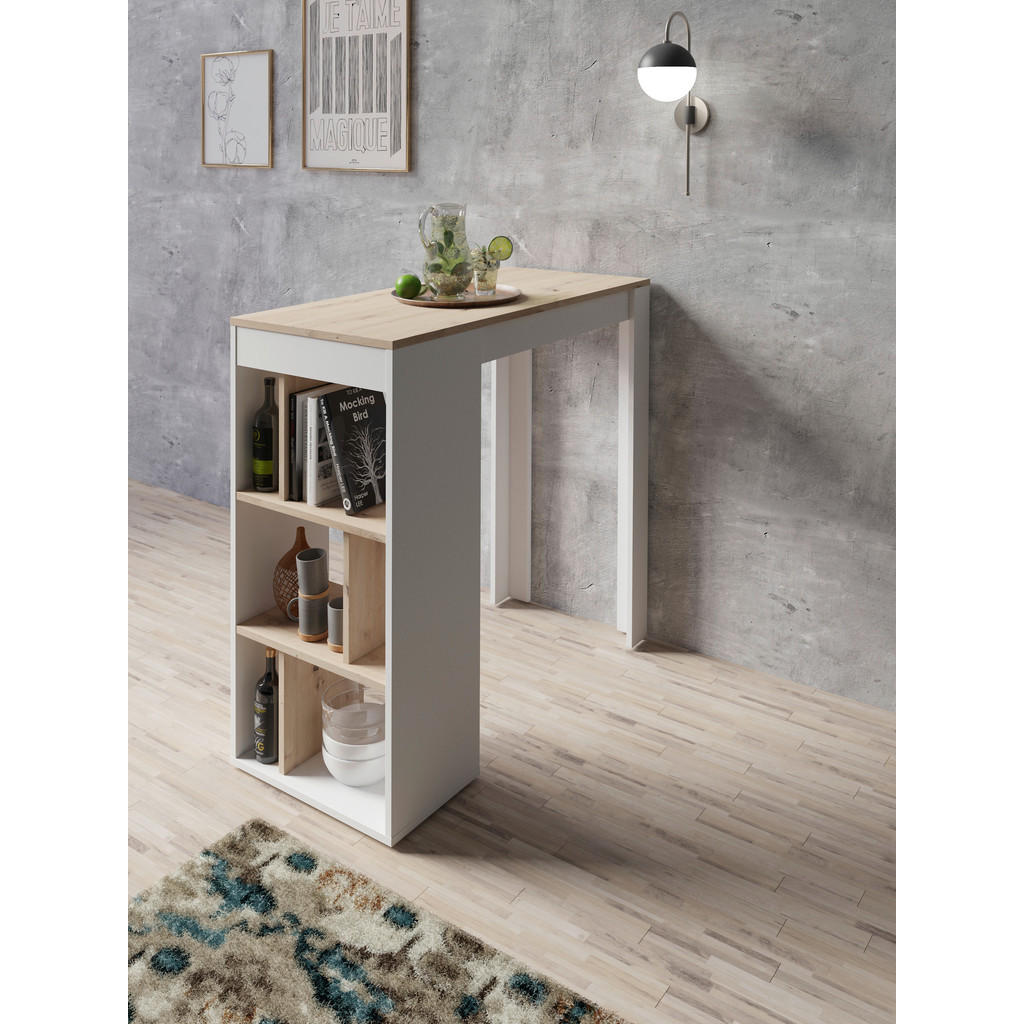 Thumbnail - Bartisch MOBY Eiche Artisan Nachbildung weiß B/H/T: ca. 110x104x50 cm