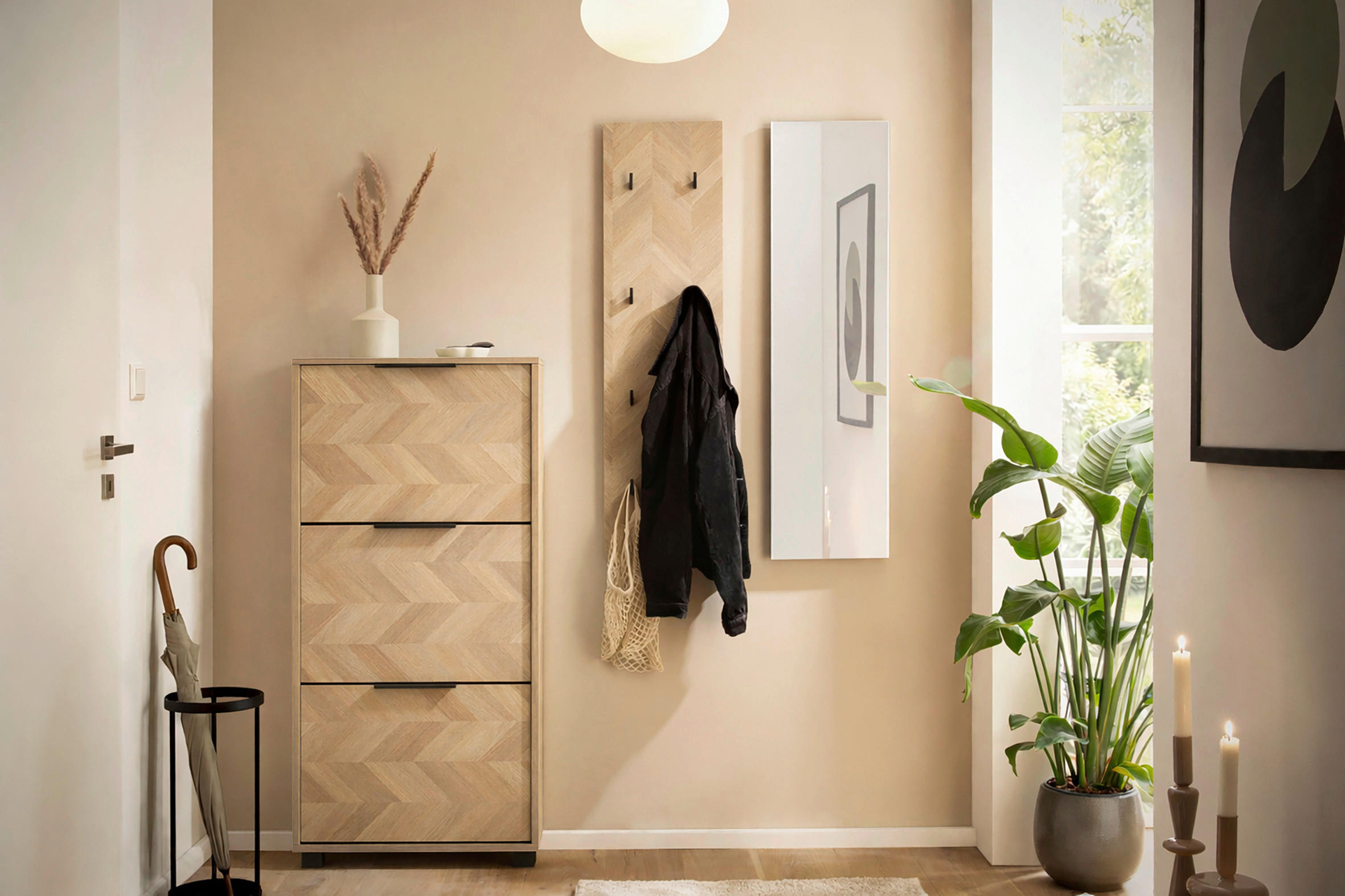 Thumbnail - Schuhkipper Piazza, 3er Eiche Nachbildung B/H/T: ca. 59,8x124,5x19,55 cm