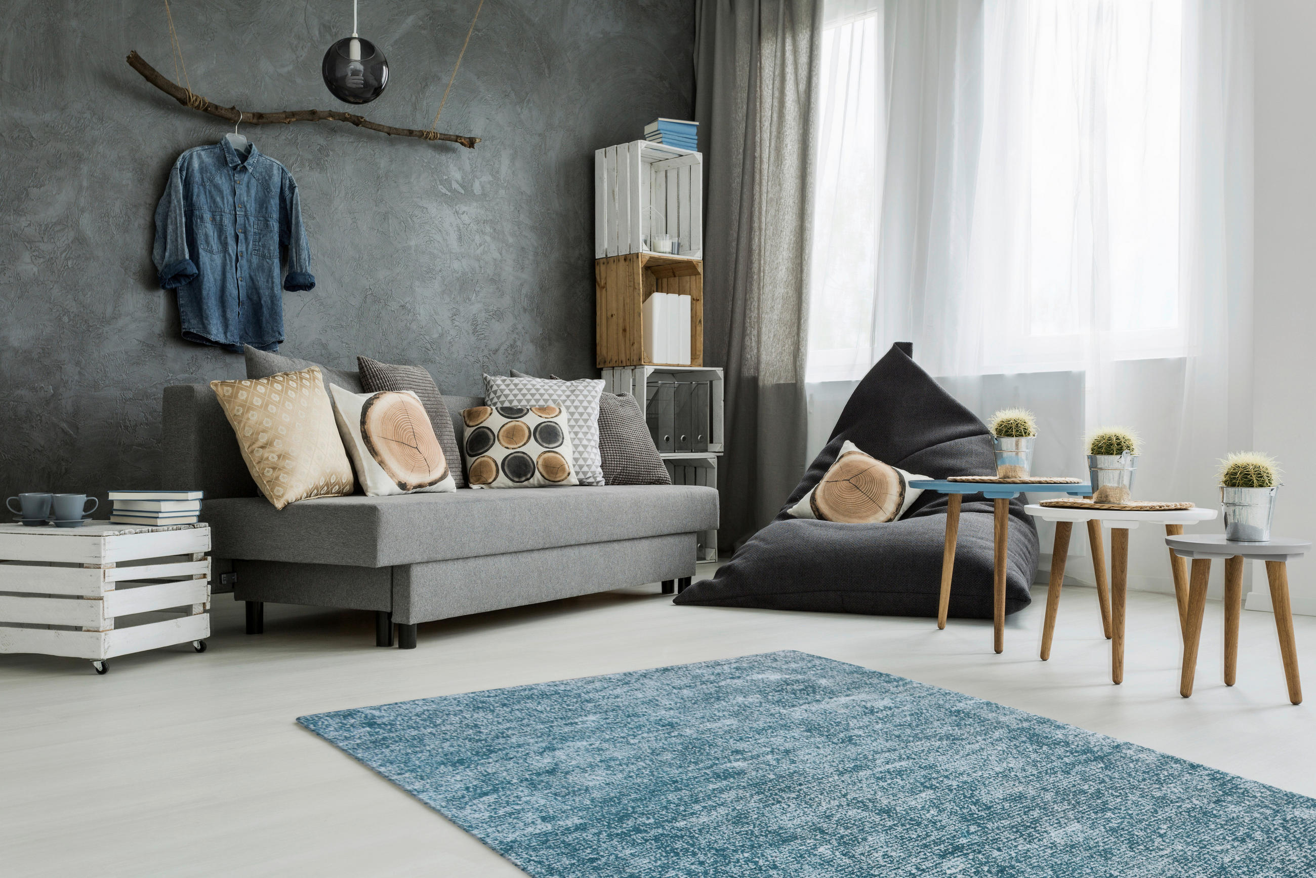 Thumbnail - Kayoom Kurzflorteppich Etna 110 petrol B/H/L: ca. 160x0,9x230 cm