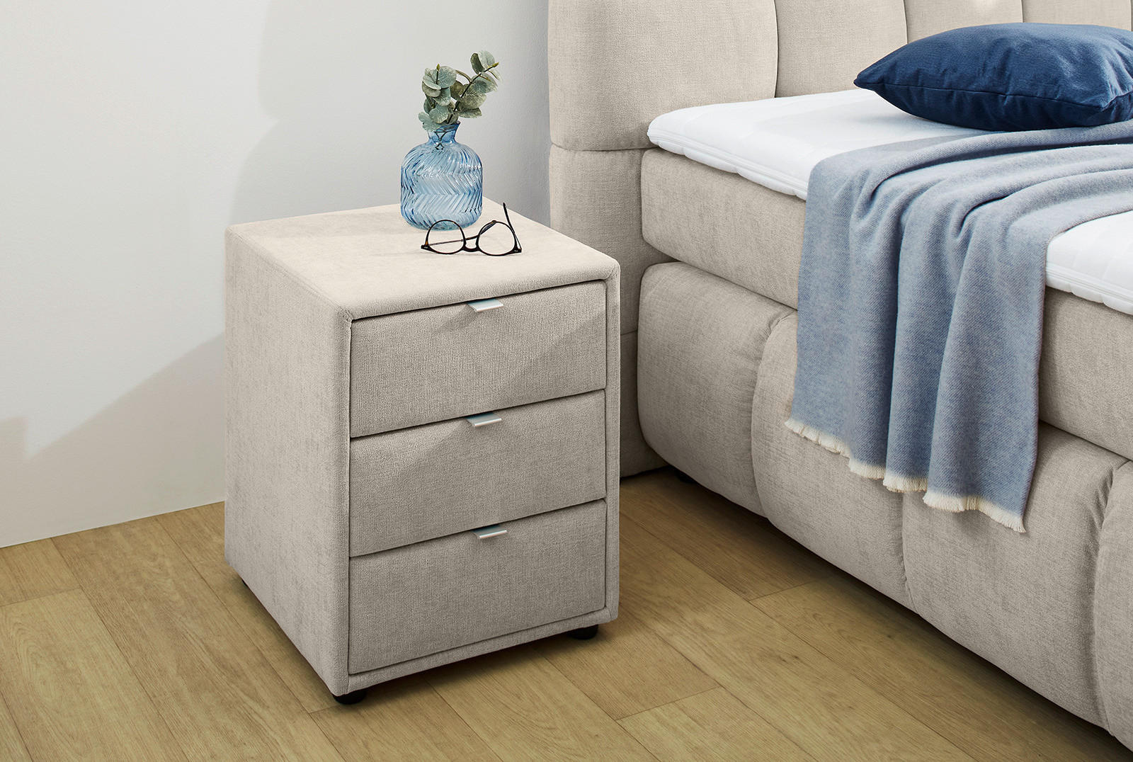 Nachtkonsole  beige-grau Flachgewebe