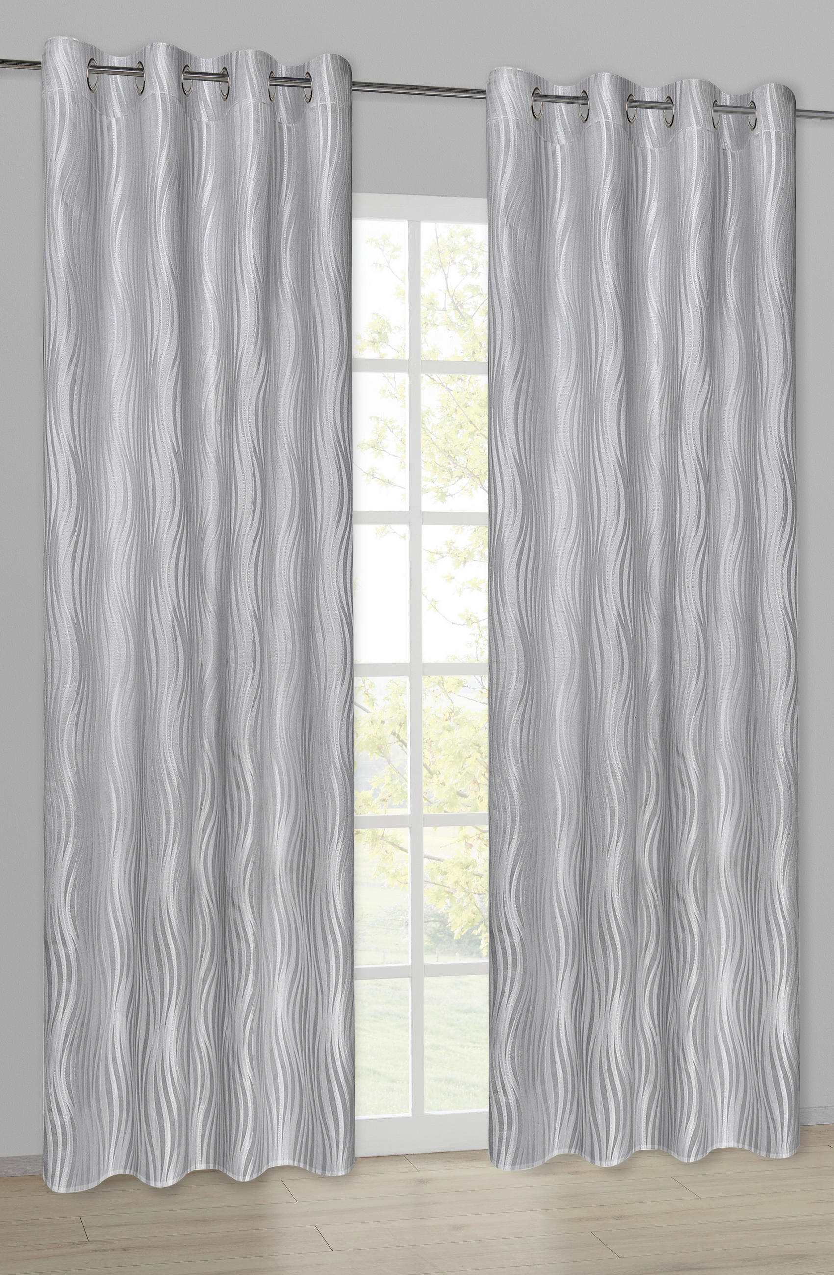 Happy Home Ösenvorhang Wellen silber B/L: ca. 145x245 cm