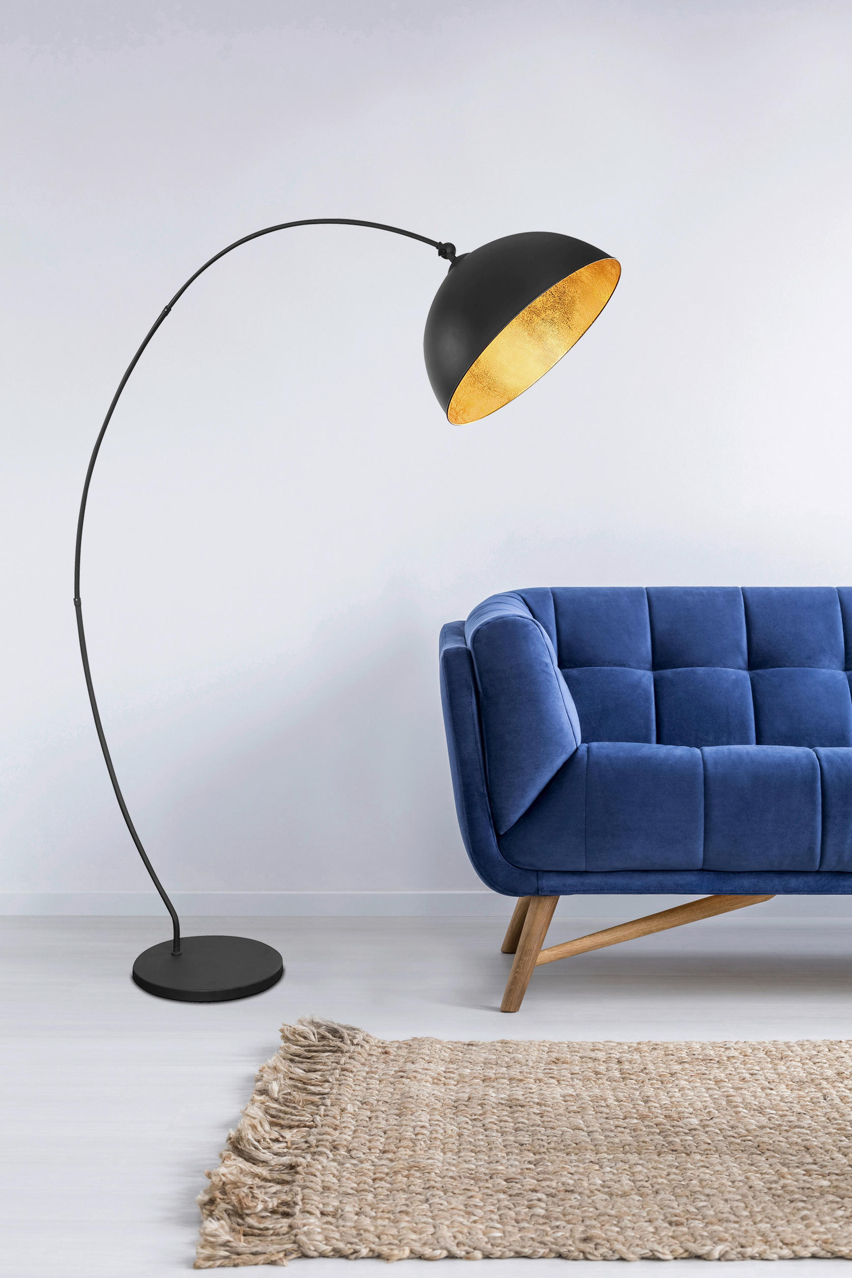 Thumbnail - GLOBO Stehleuchte gold schwarz Metall B/H/T: ca. 45x182x115 cm E27 1 Brennstellen