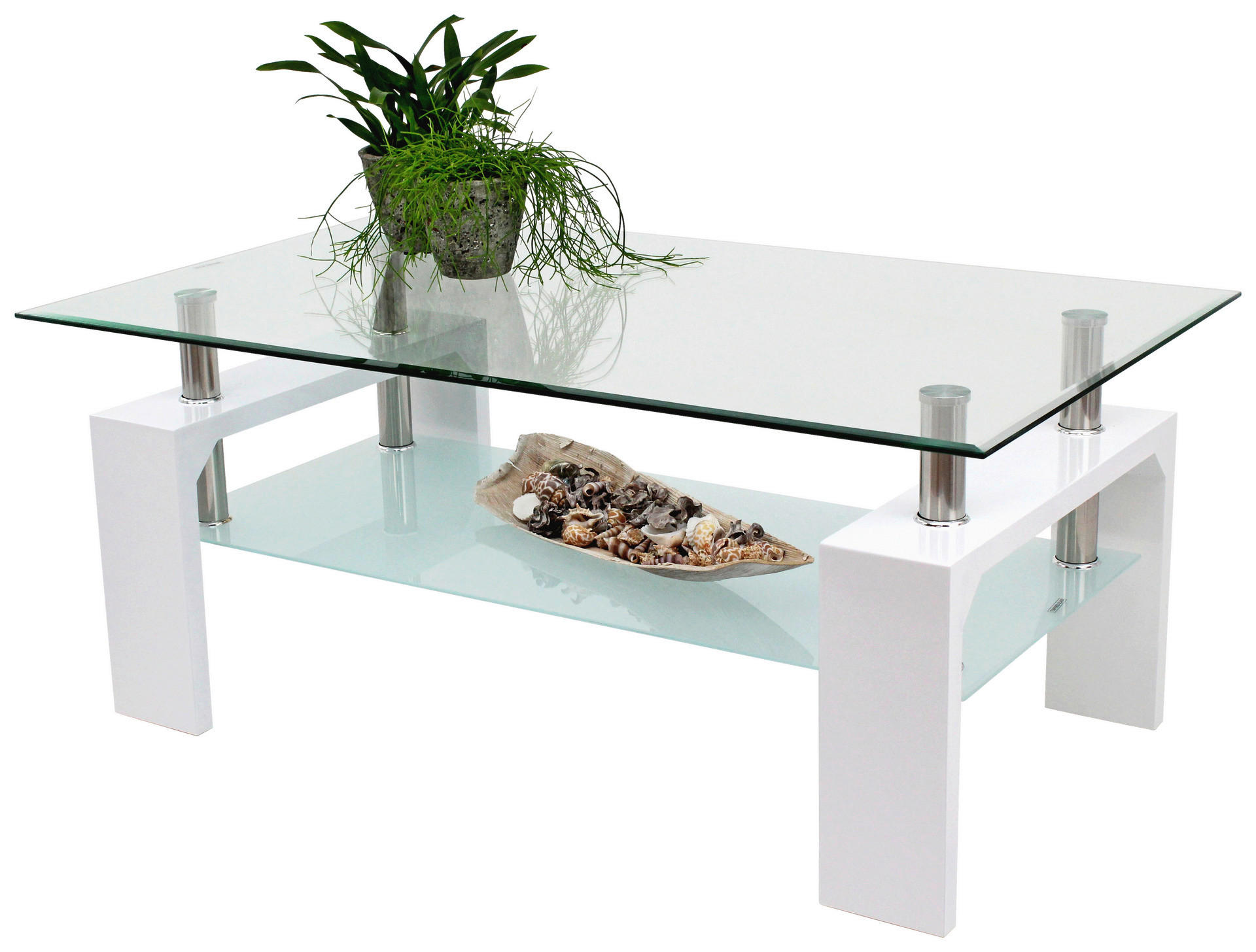 Glascouchtisch Modena weiß glasklar B/H/T: ca. 100x45x60 cm