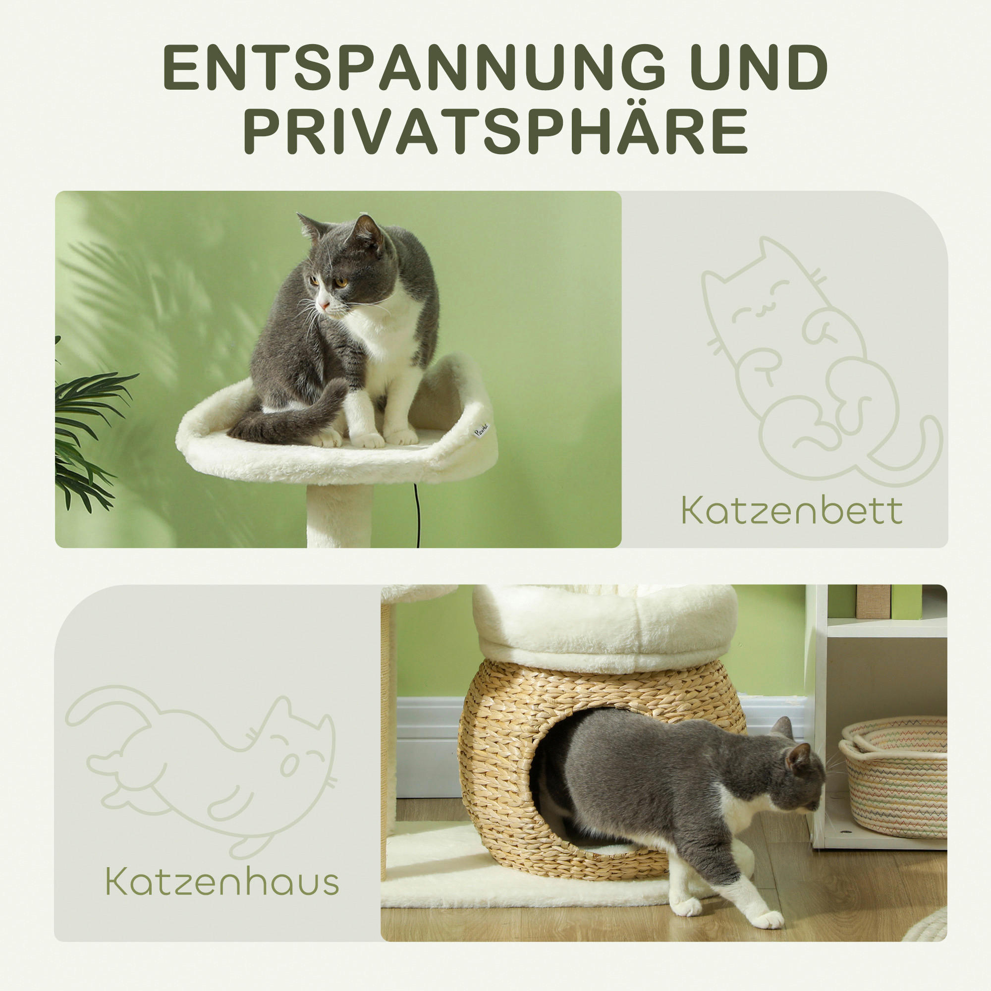 Thumbnail - PawHut Kratzbaum cremeweiß Spanplatte B/H/L: ca. 40x79x60 cm