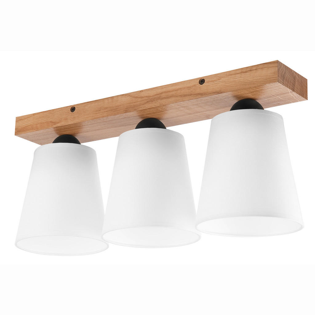 Thumbnail - Lamkur Deckenleuchte LULA 47591 Eiche weiß Holz Textil H/L: ca. 21x50 cm E27 3 Brennstellen