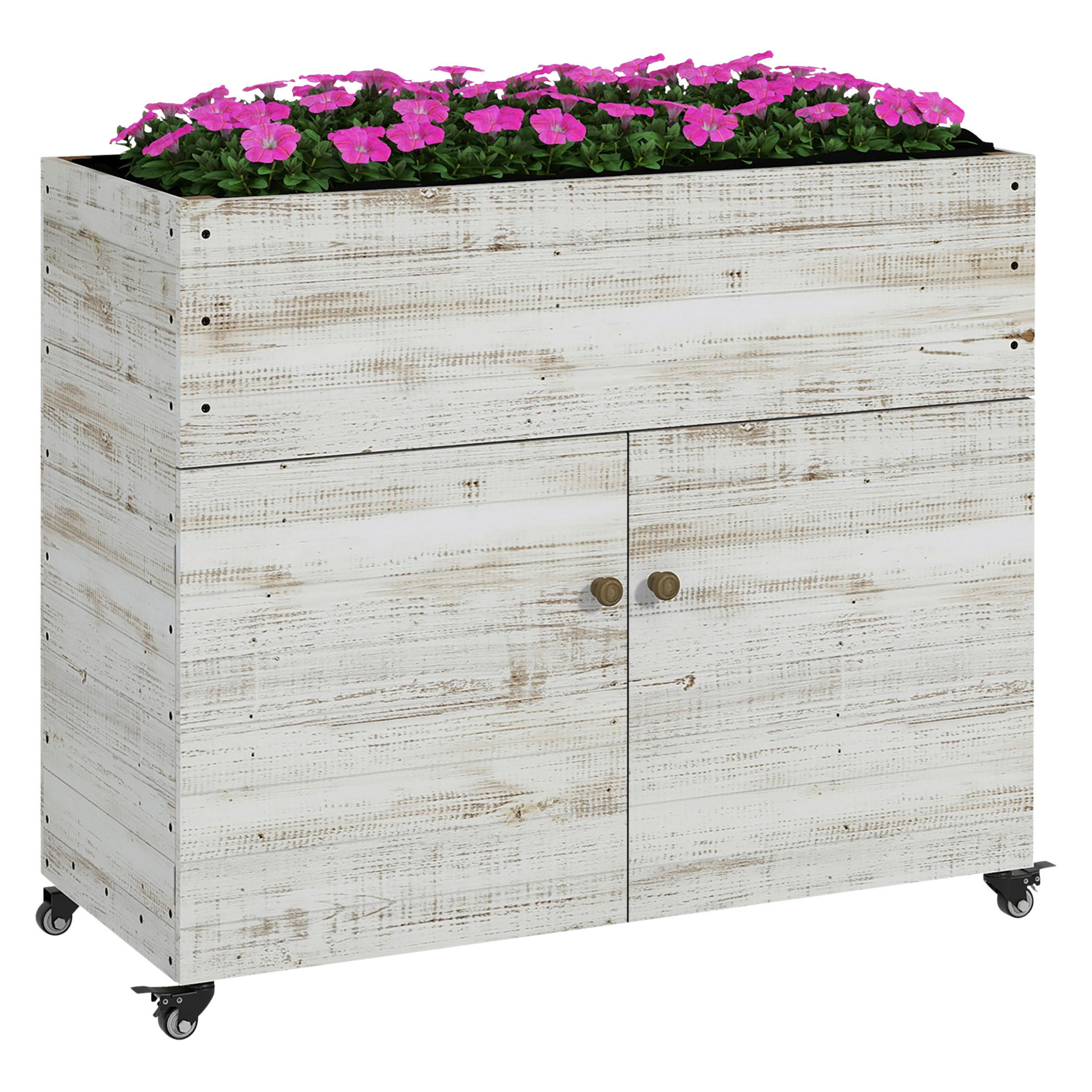 Outsunny Hochbeet weiß Holz B/H/L: ca. 50x110x95 cm
