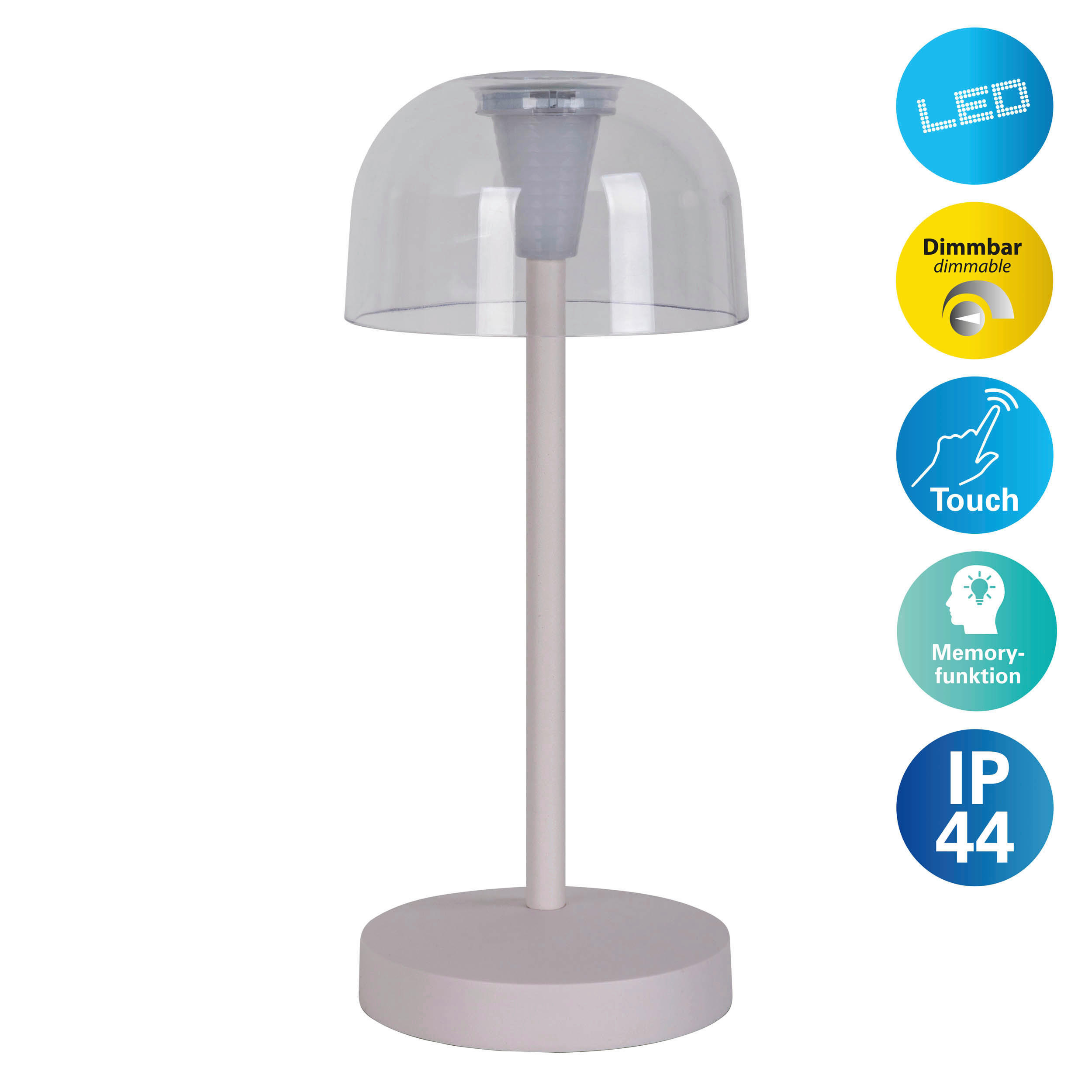 Thumbnail - LED-Außentischleuchte weiß B/H/T/D: ca. 8x18,5x8x8 cm