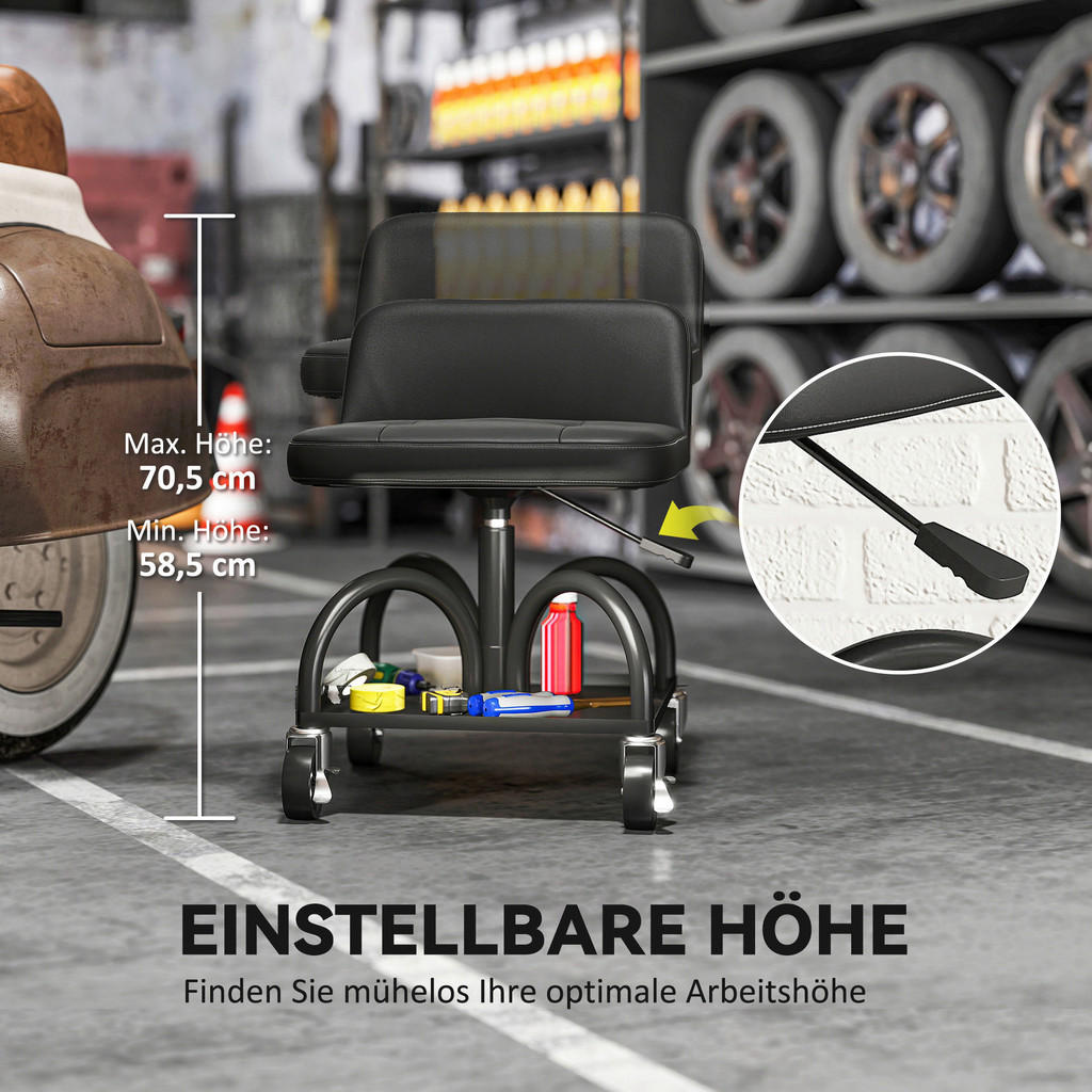 Thumbnail - Werkstatthocker schwarz B/H/L: ca. 40,5x70,5x45,5 cm