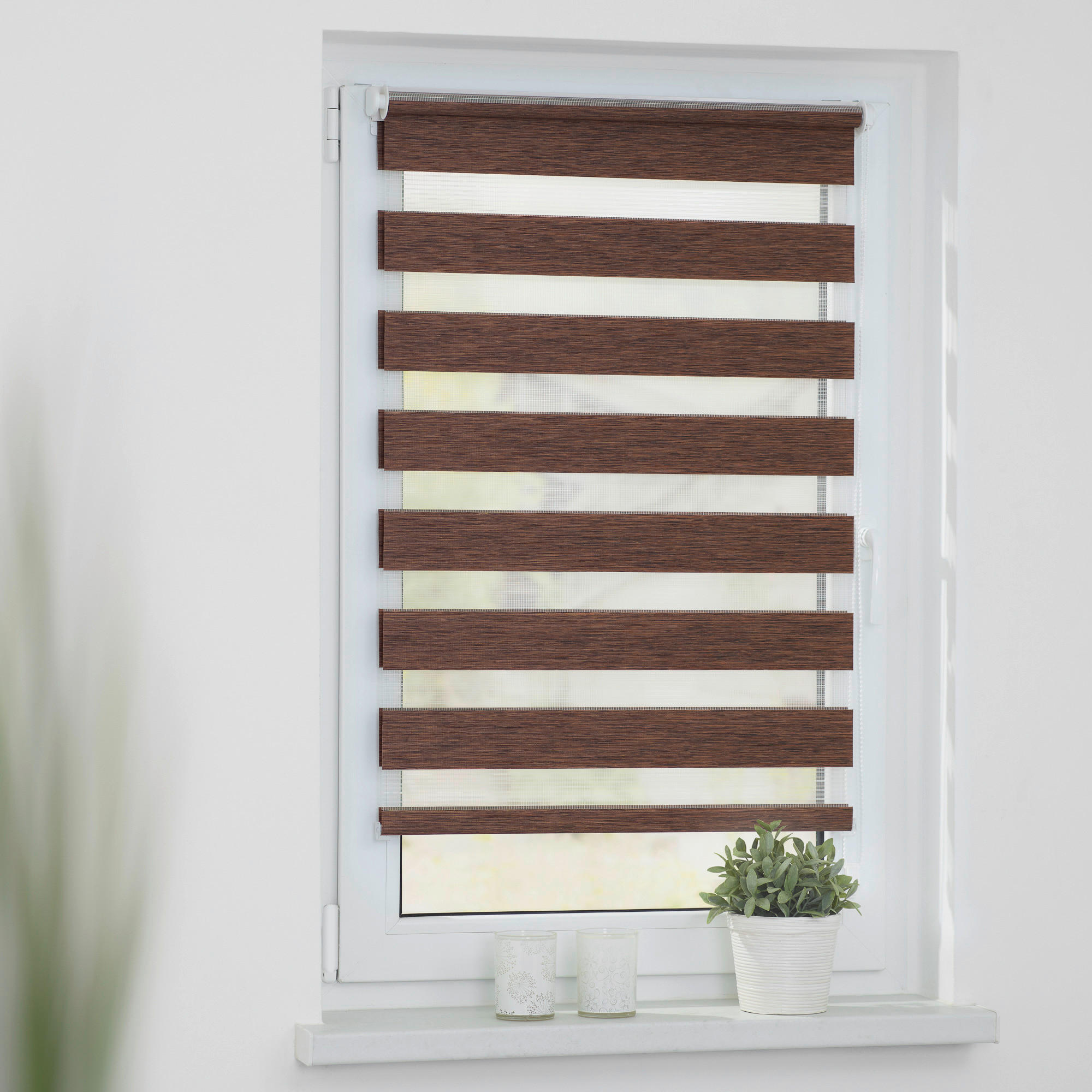 LICHTBLICK Doppelrollo Duo meliert dunkelbraun B/L: ca. 80x220 cm
