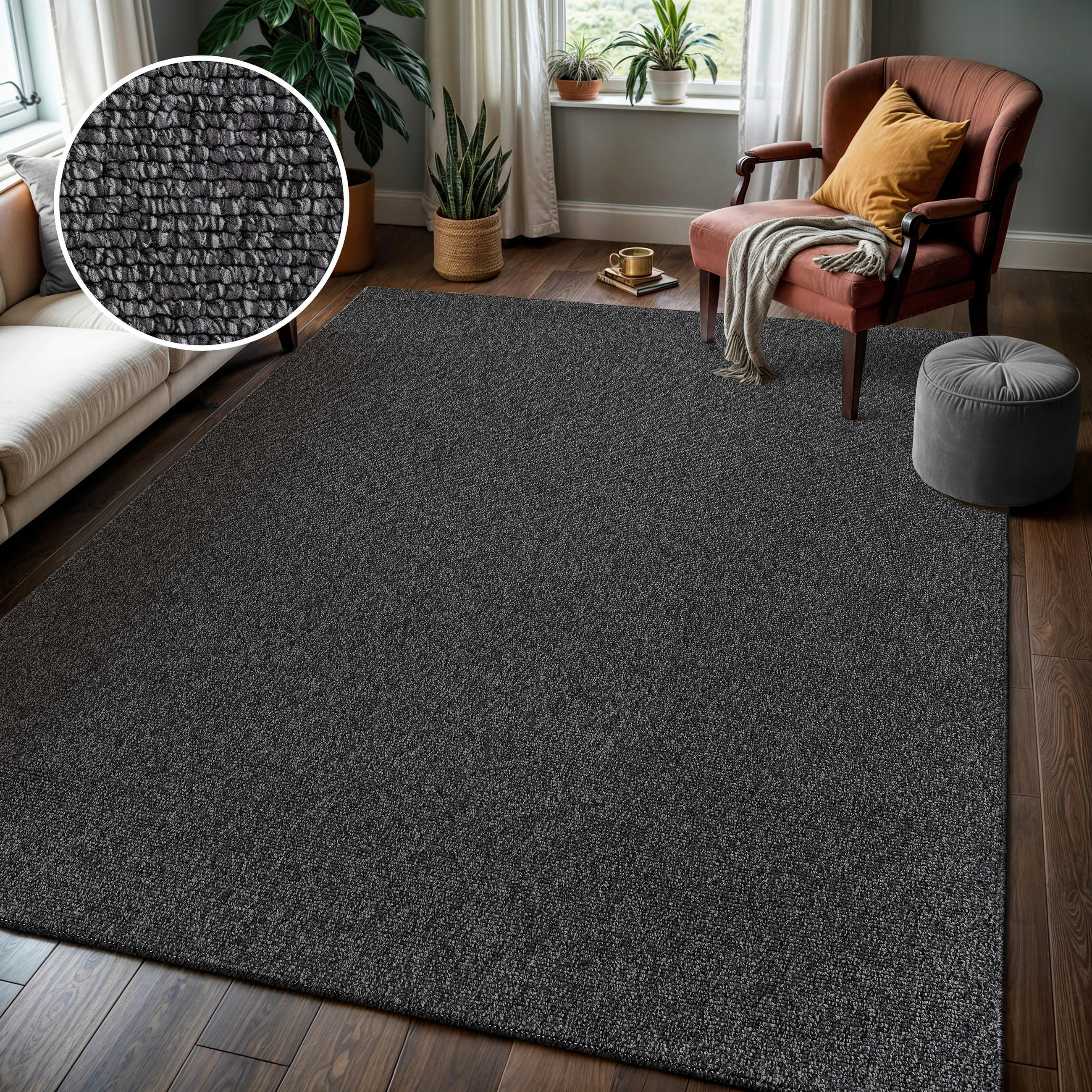 Sanat Teppich LORA PLUS anthrazit B/L: ca. 120x170 cm