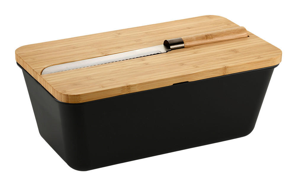 Kesper Brotbox schwarz Bambus B/H/L: ca. 20x15,5x34,8 cm