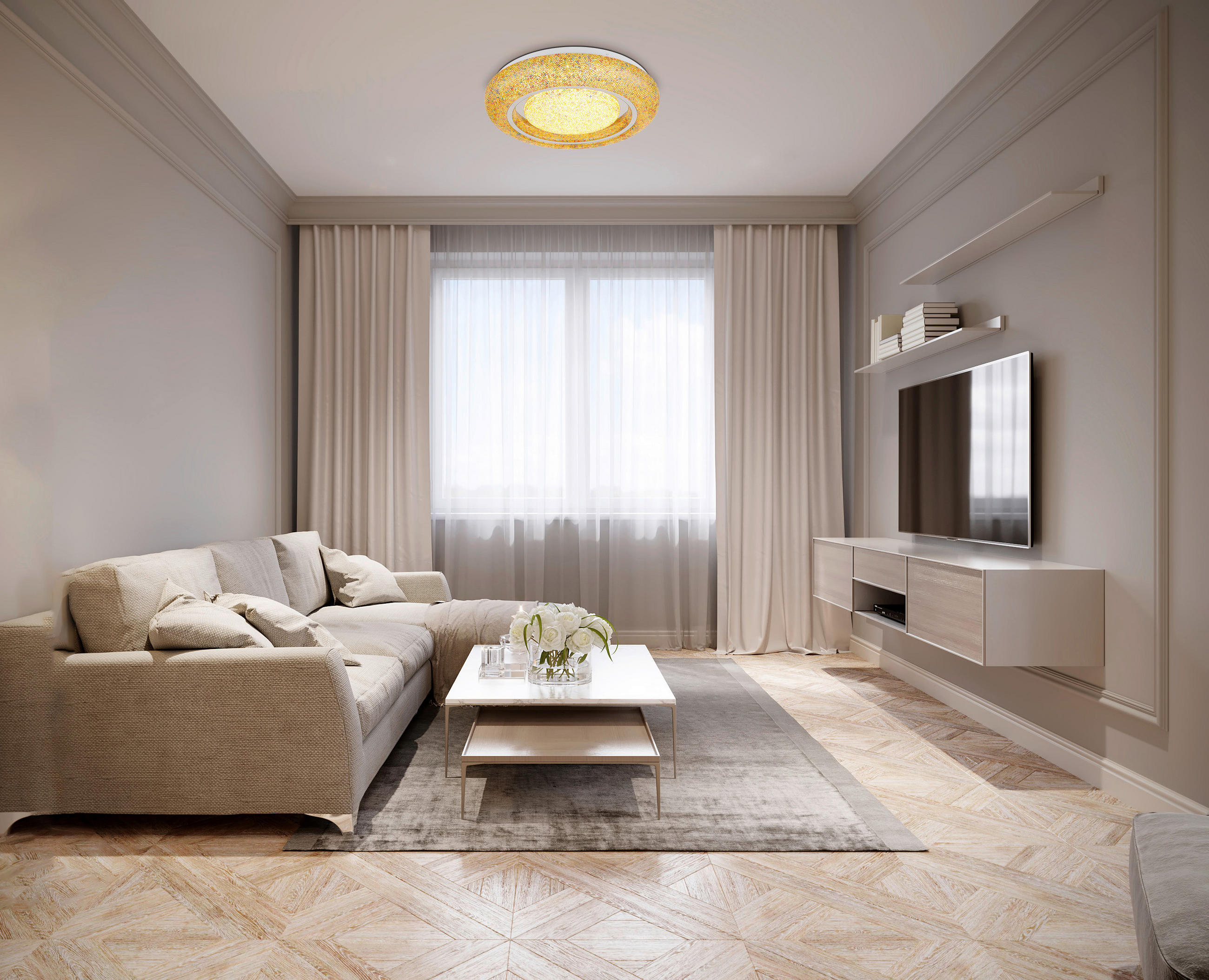 Thumbnail - GLOBO LED-Deckenleuchte RADA 483111-24B weiß klar Kunststoff Metall H/D: ca. 7,5x38 cm 1 Brennstellen