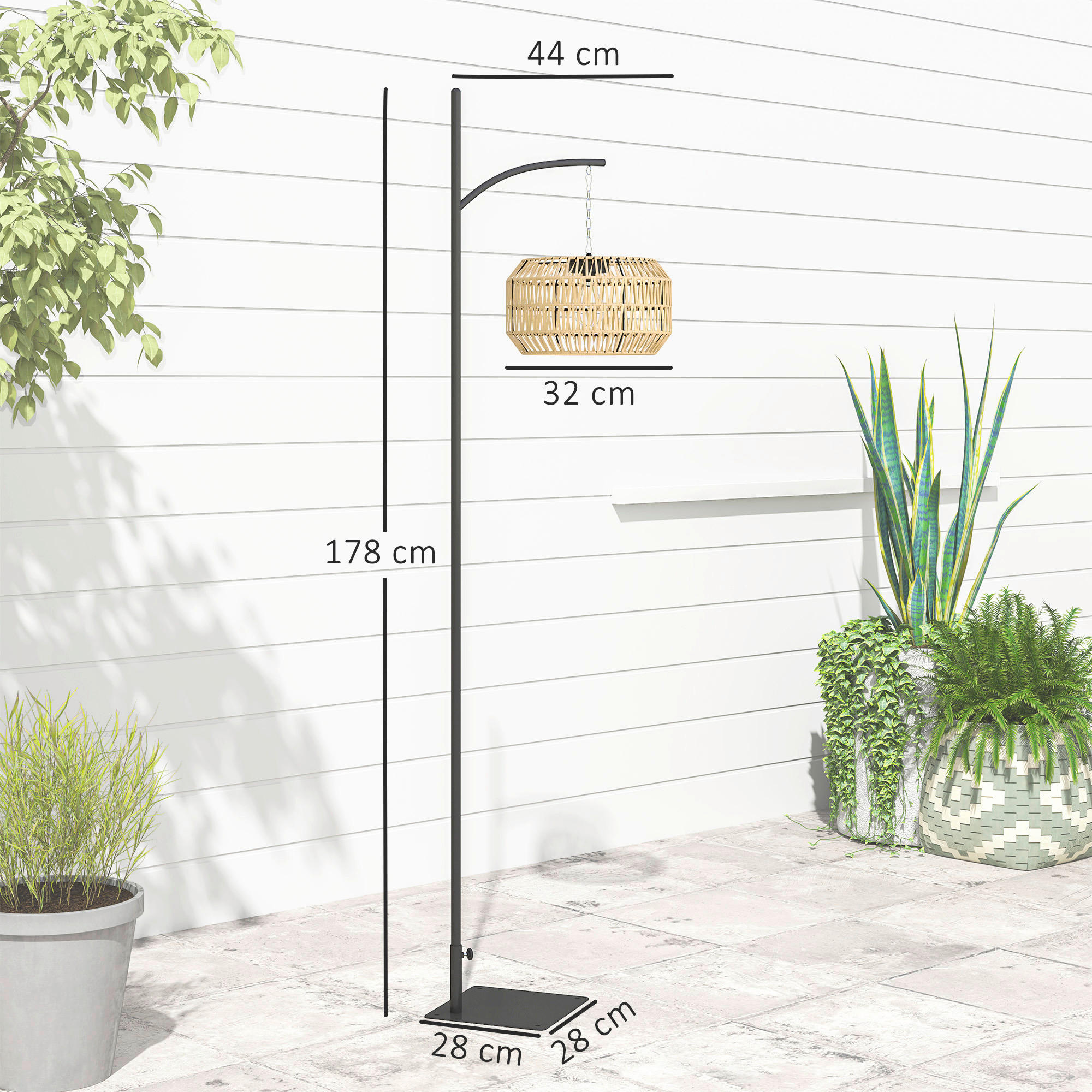Thumbnail - Rattan Solarlampe gelb Polyethylen Stahl B/H/L: ca. 32x178x44 cm