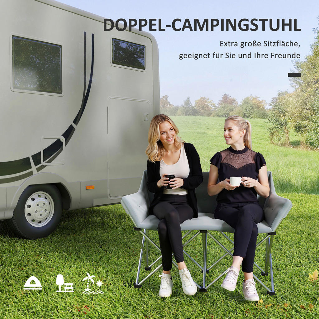 Thumbnail - Outsunny Campingstuhl grau Metall B/H/L: ca. 57x95x120 cm