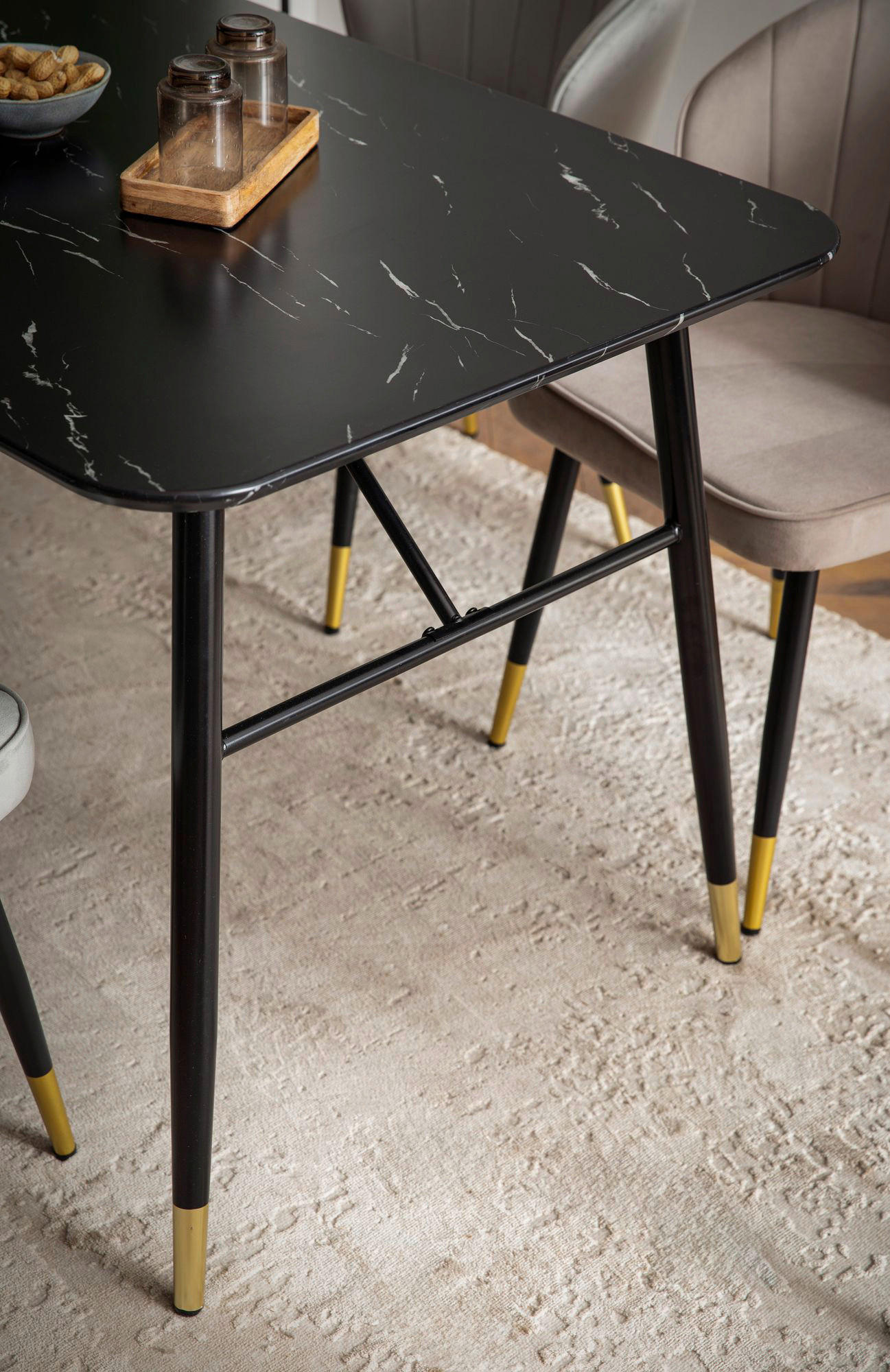 Thumbnail - Esstisch schwarz Marmor Optik B/H/T: ca. 120x76x60 cm