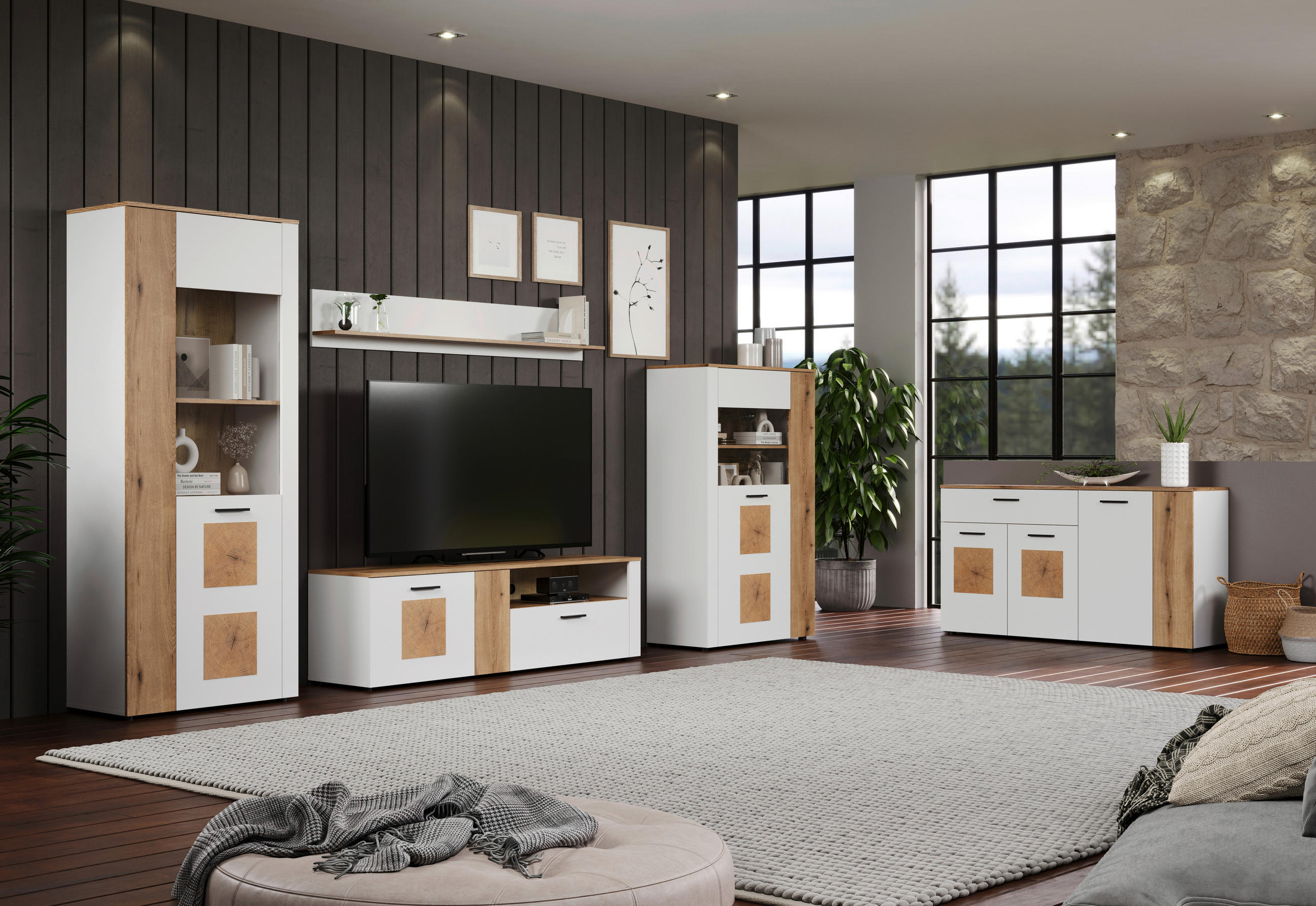 Thumbnail - Lowboard Vitoria weiß Eiche Evoke Coast Nachbildung B/H/T: ca. 170x50x42 cm