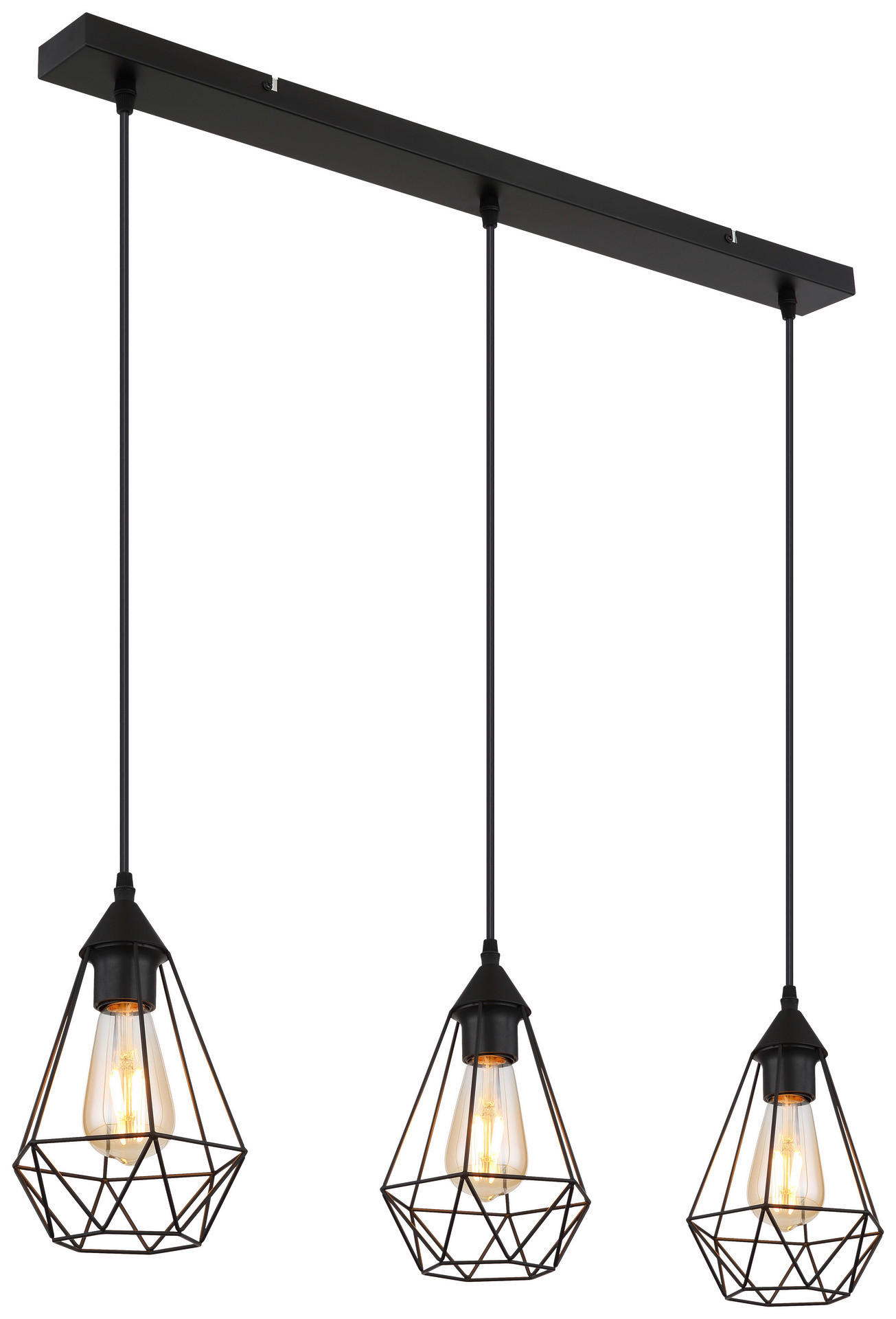 GLOBO Pendelleuchte schwarz Metall B/H/T: ca. 17x120x79 cm E27 3 Brennstellen