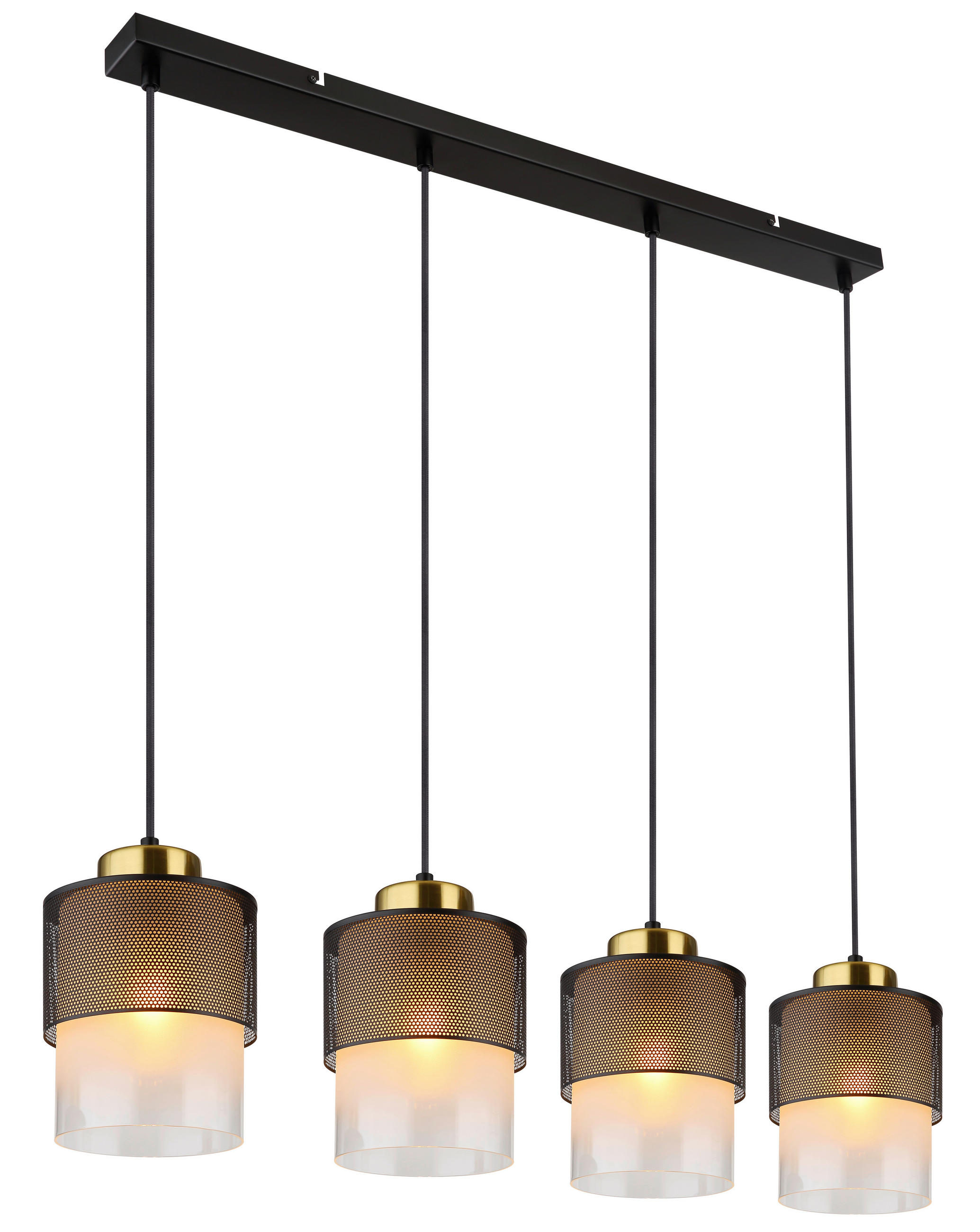 GLOBO Pendelleuchte klar schwarz Metall B/H/T: ca. 16x120x91 cm E27 4 Brennstellen