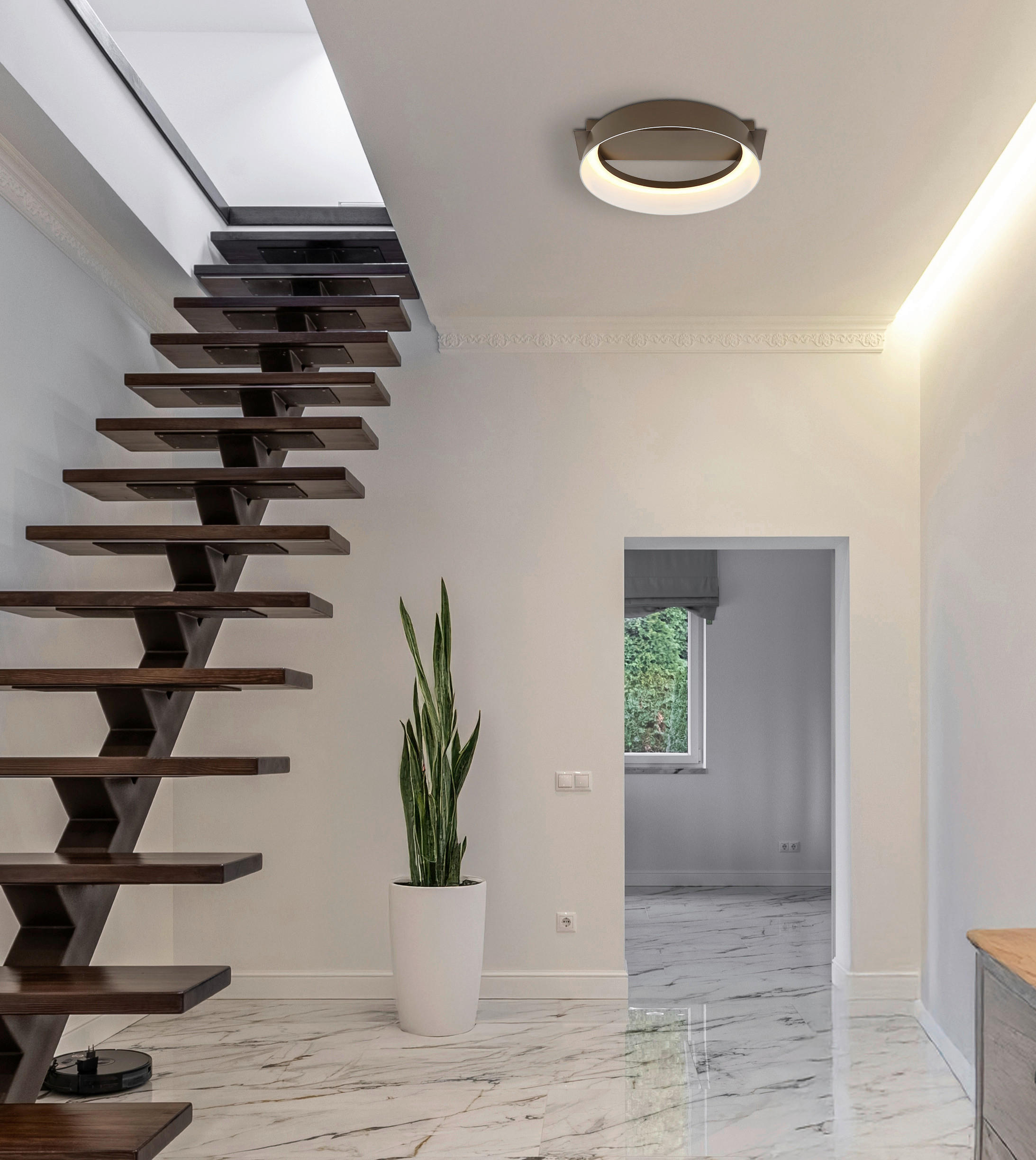 Thumbnail - GLOBO Deckenleuchte kaffee Opal Metall Kunststoff B/H/L: ca. 25x7,5x26 cm 1 Brennstellen