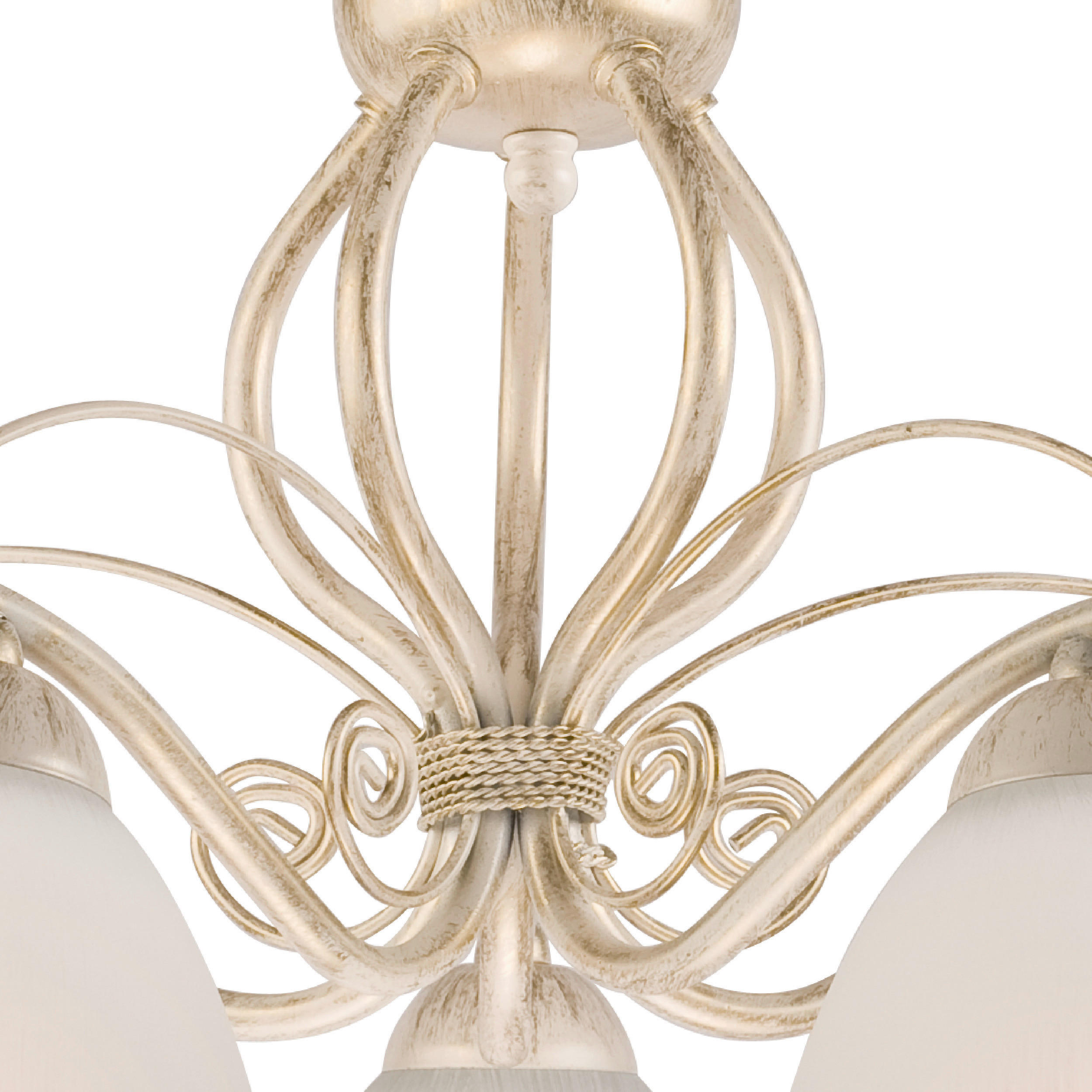 Thumbnail - Lamkur Pendelleuchte RETRO II 19208 weiß Glas Stahl H/L: ca. 73x49 cm E27 5 Brennstellen