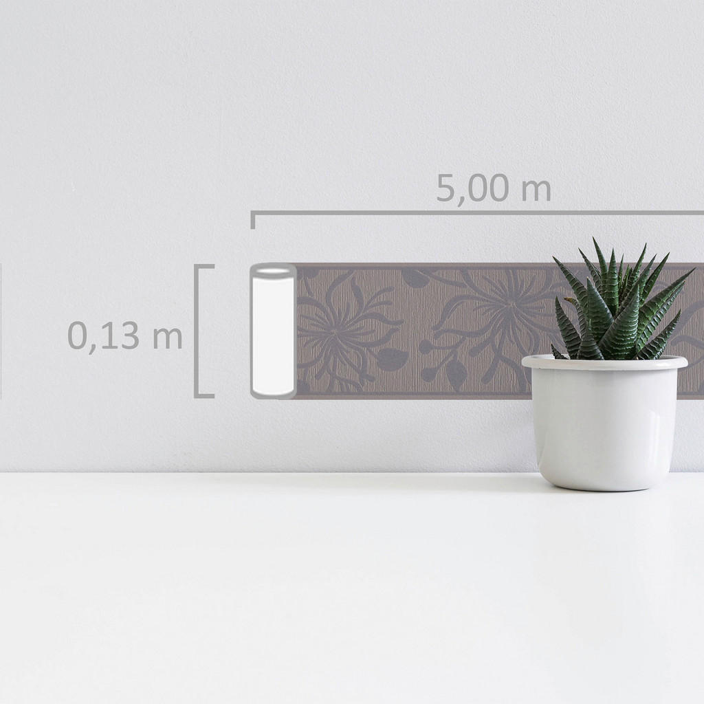 Thumbnail - Borte Blumenranke grau B/L: ca. 13x500 cm